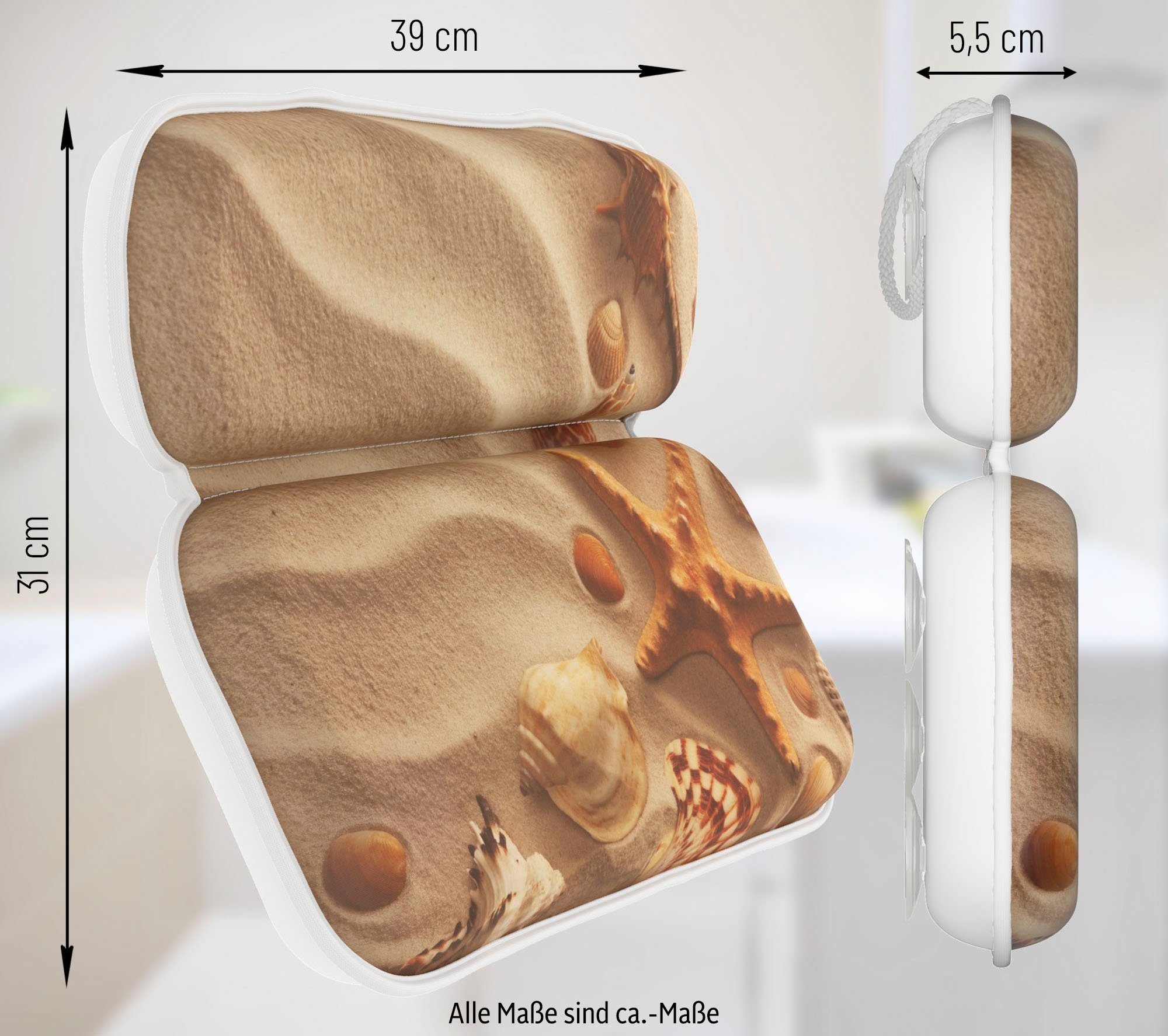 Sanilo Nekkussen Badkussen Sanibel comfortabel, antislip, volle kleuren, met 7 prima zuignappen