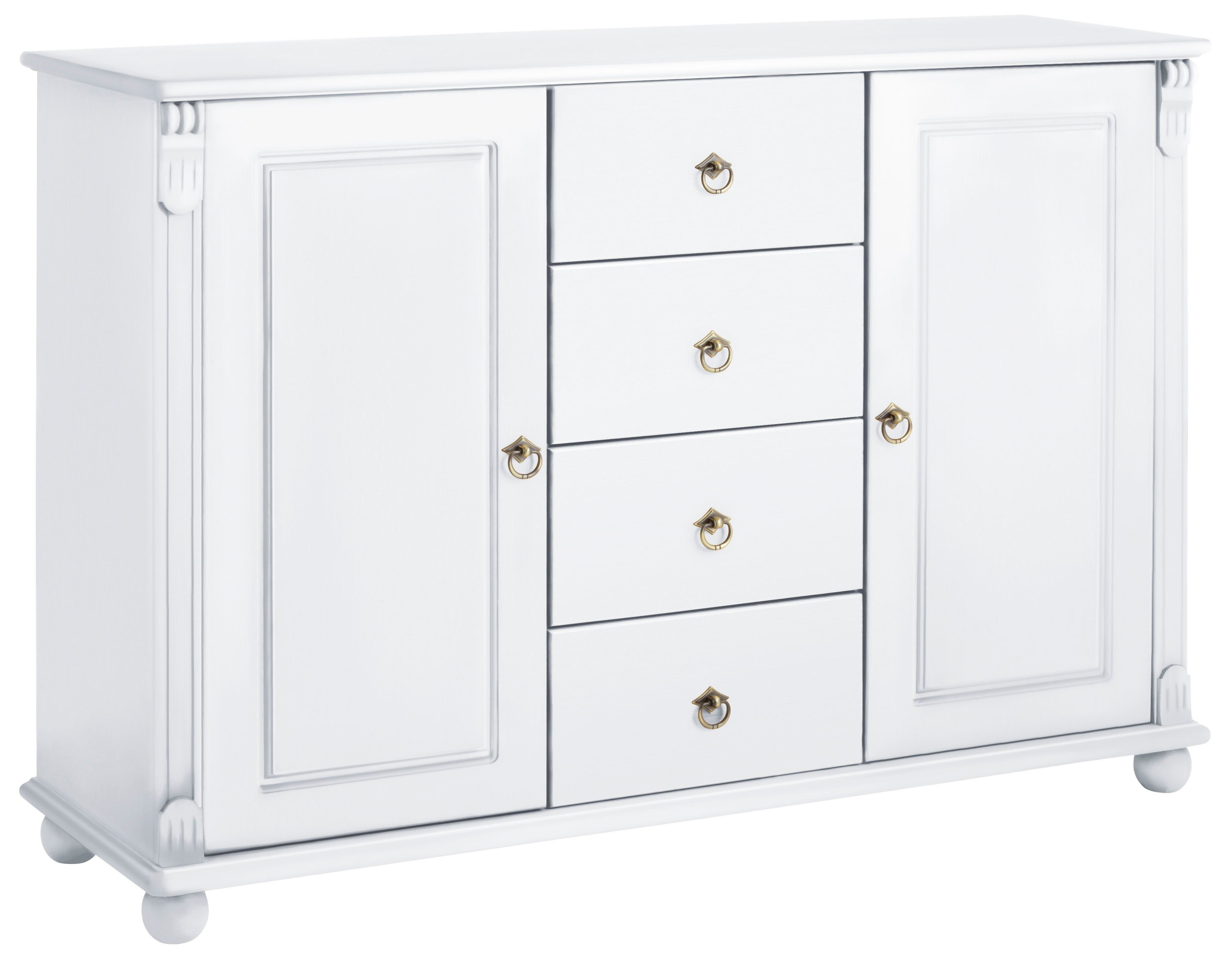 Home affaire Kast met laden en deuren Tessin, buffetonderkast, klassieke landelijke stijl van massief, fsc®-gecertificeerd dennenhout, 128cm breed