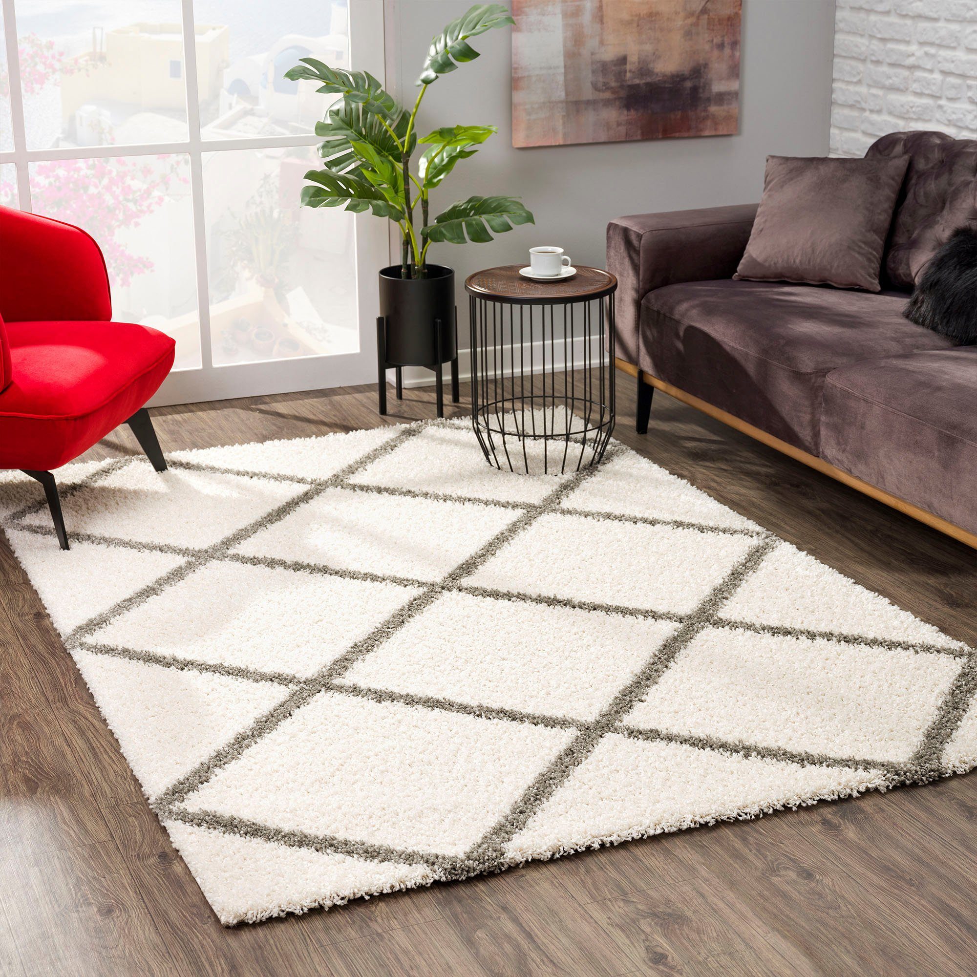 SANAT HALI Hoogpolig vloerkleed Madrid Woonkamer, lange pool, shaggy-vloerkleed