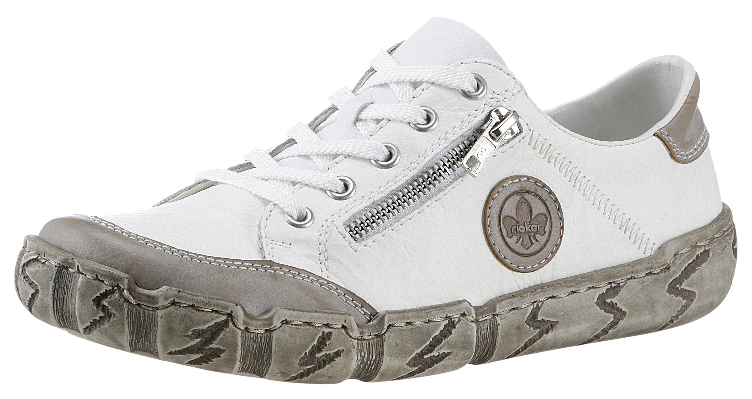 Rieker Sneakers met decoratieve rits, vrijetijdsschoen, lage schoen, veterschoen