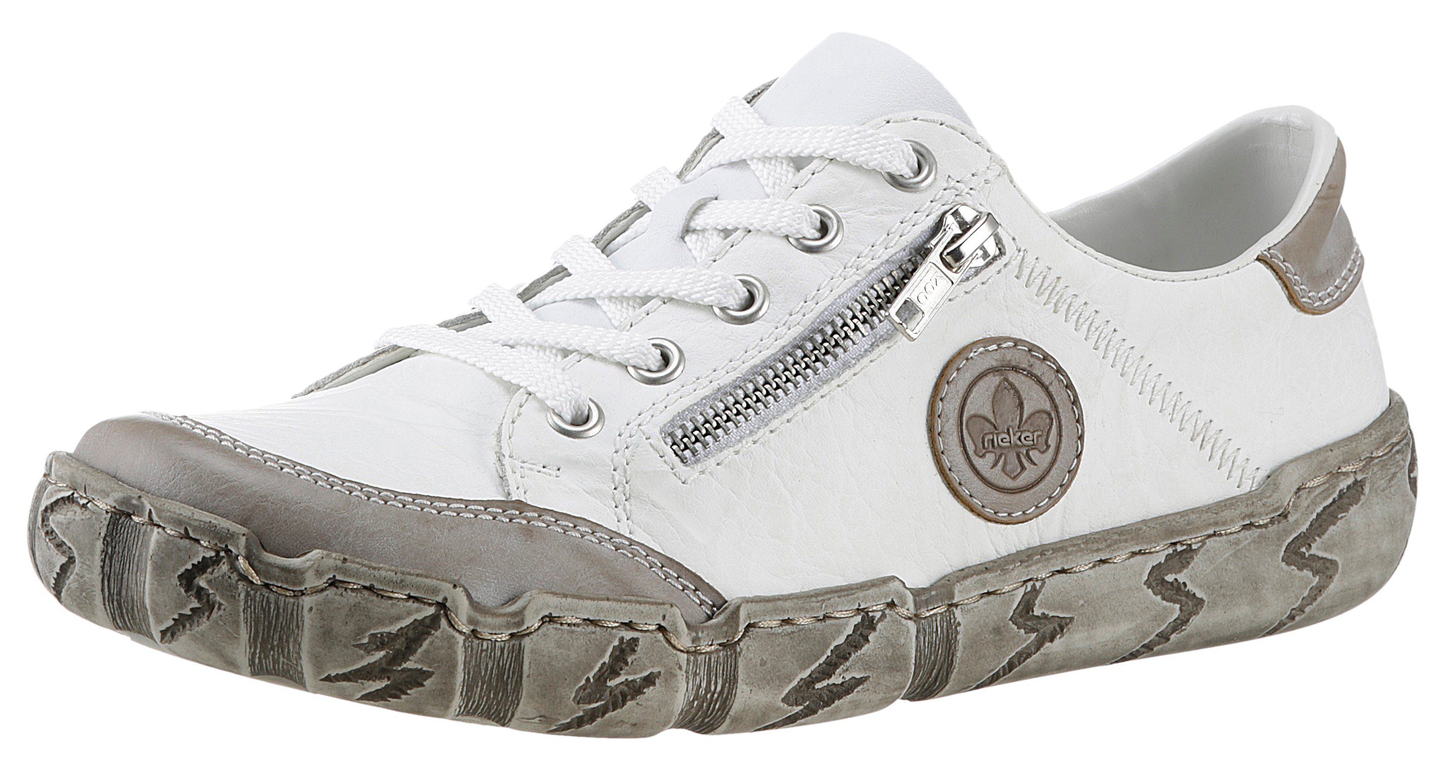 Rieker Sneakers met decoratieve rits, vrijetijdsschoen, halfhoge schoen, veterschoen