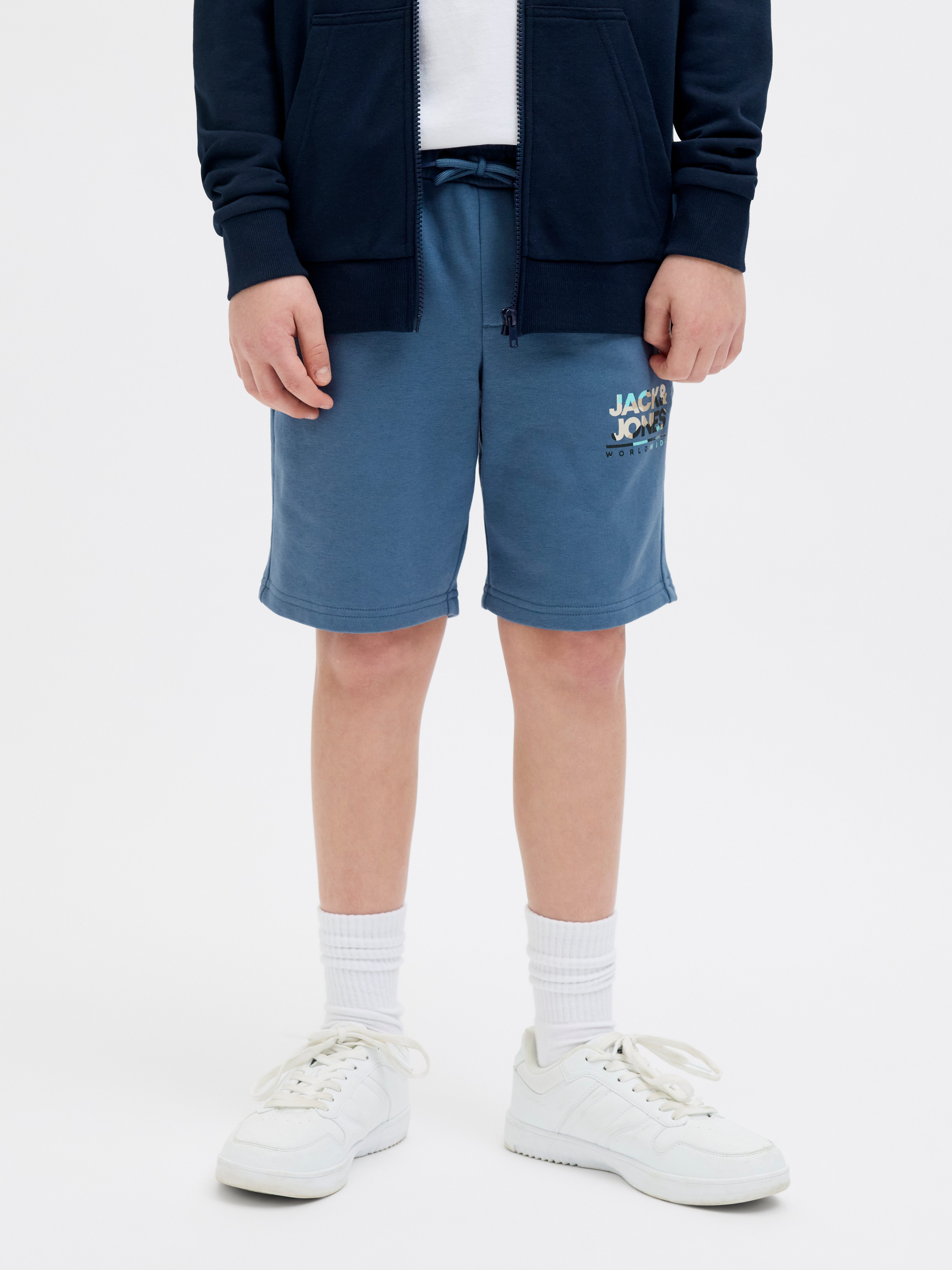 Jack & Jones Junior Short JPSTLUKE SWEAT SHORTS GMS JNR heren bermuda broeken maat 140 blauw