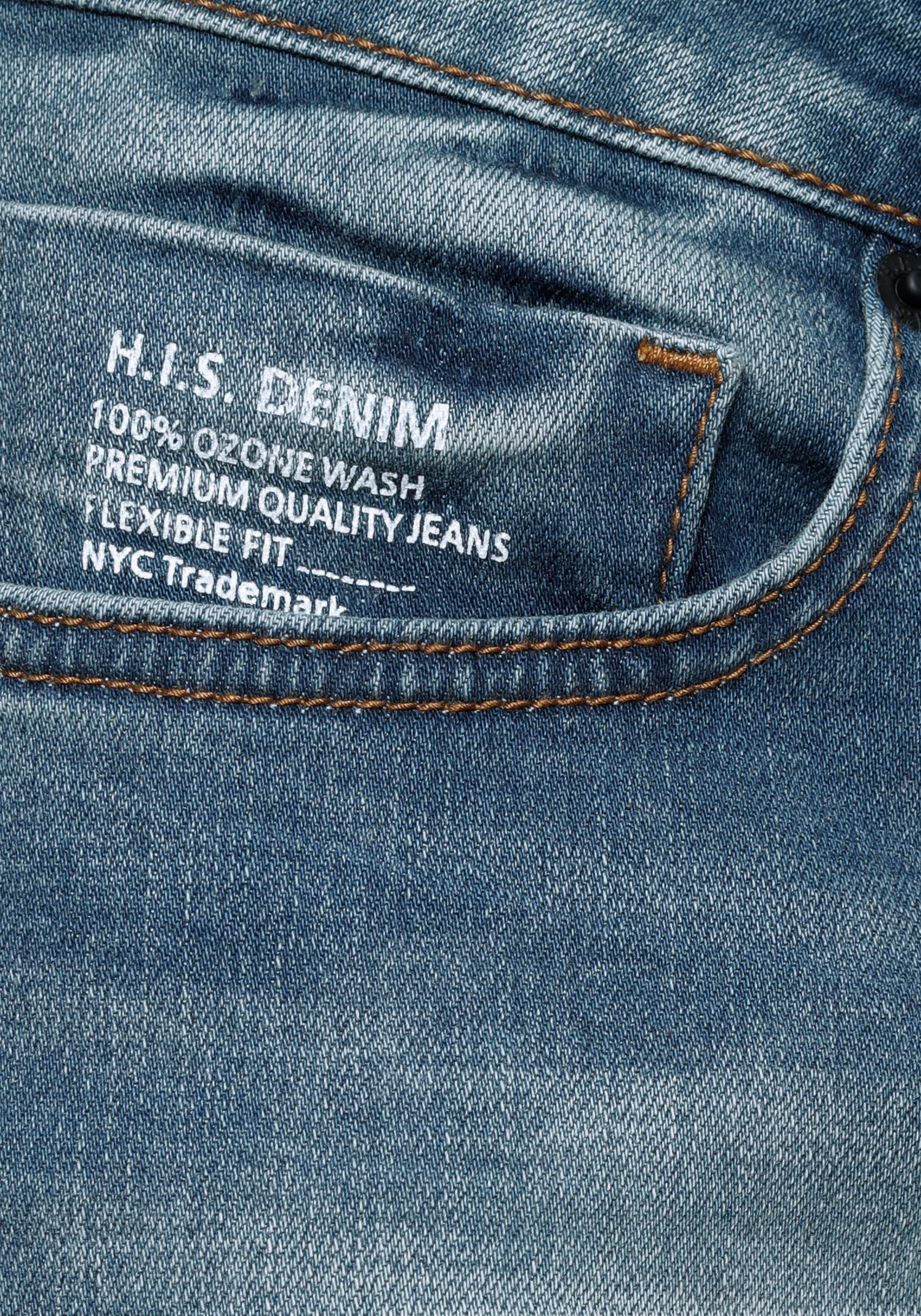 H.I.S Straight jeans DIX rechte pasvorm, lage taille, used-wassing