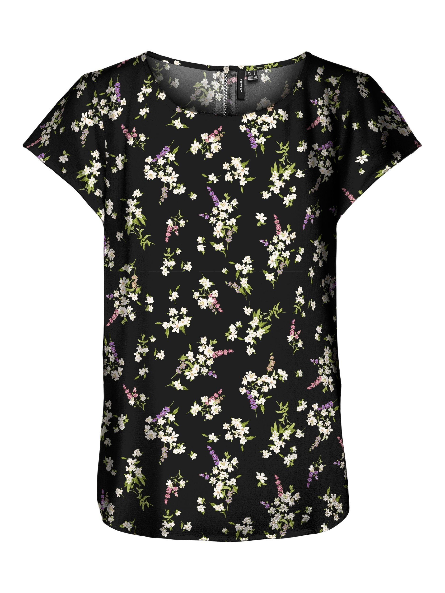 Vero Moda Blouse met korte mouwen VMSAKI SS ZIP TOP AOP WVN GA NOOS