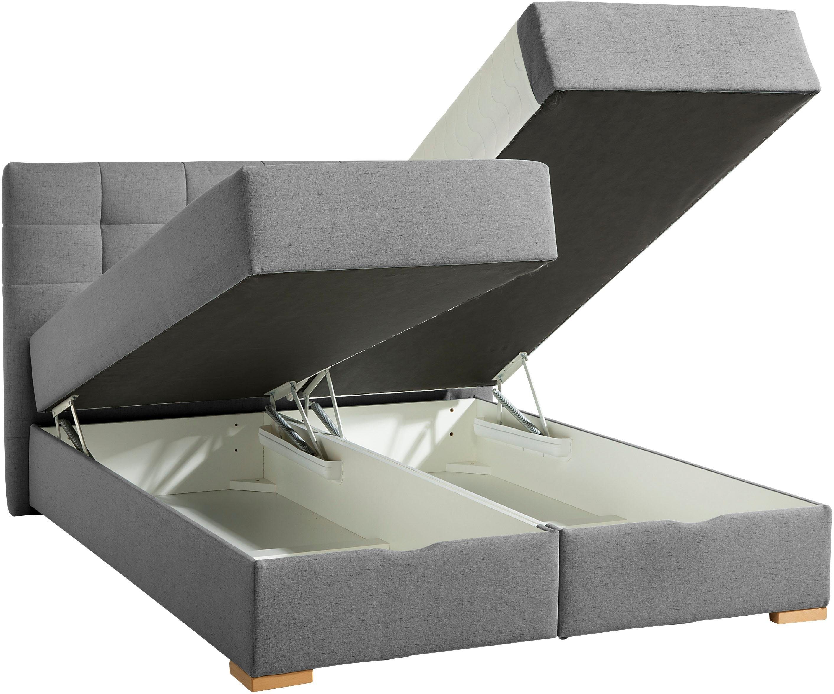 Home affaire Boxspring Olivet in 4 kleuren, 4 breedten, 2 matrassoorten, ook in extra lang 220 cm