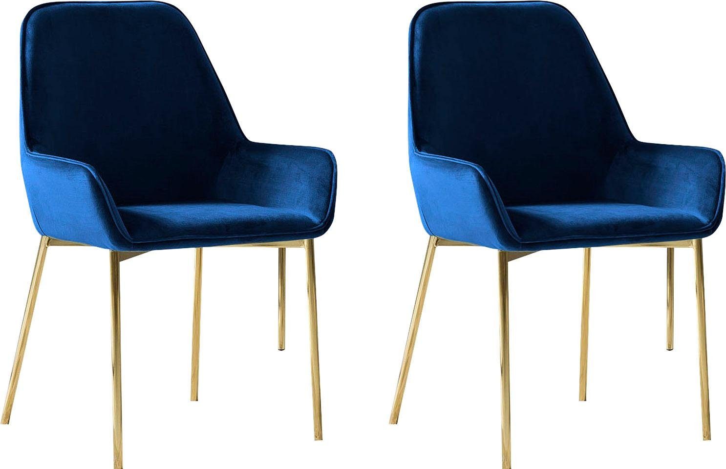 SalesFever Stoel met armleuningen met modern, messingkleurig frame (set, 2 stuks)