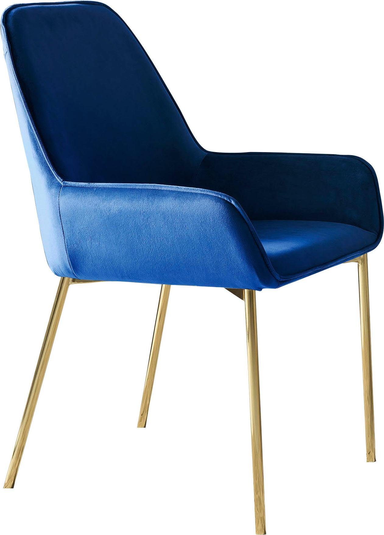 SalesFever Stoel met armleuningen met modern, messingkleurig frame (set, 2 stuks)