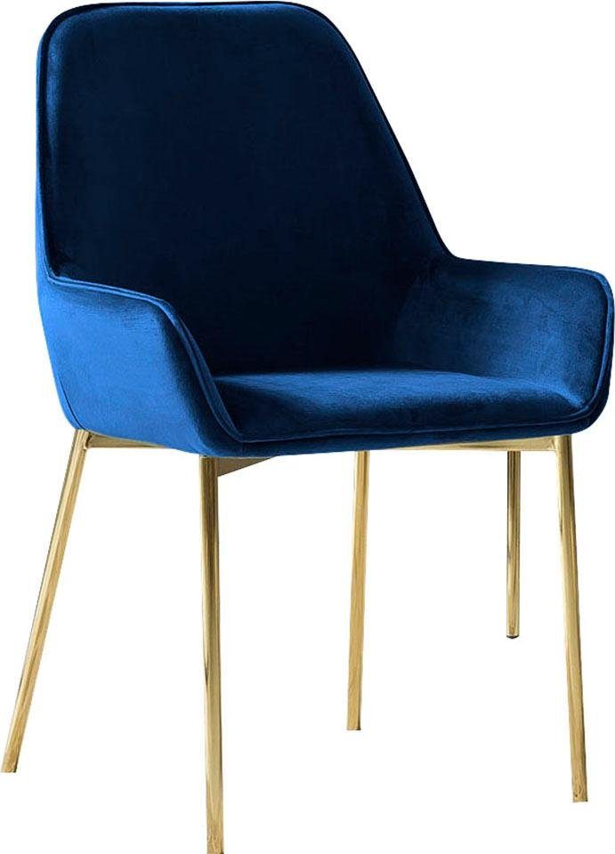 SalesFever Stoel met armleuningen met modern, messingkleurig frame (set, 2 stuks)