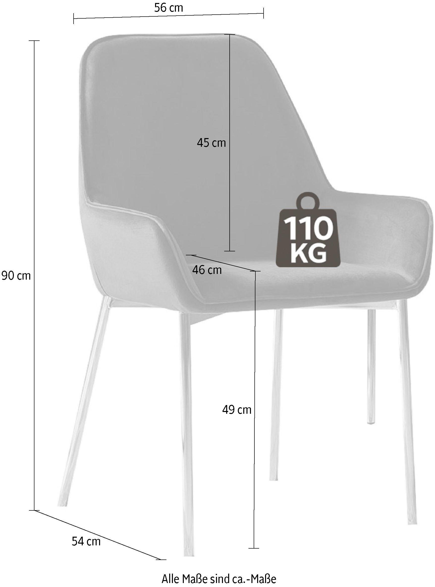 SalesFever Stoel met armleuningen met modern, messingkleurig frame (set, 2 stuks)