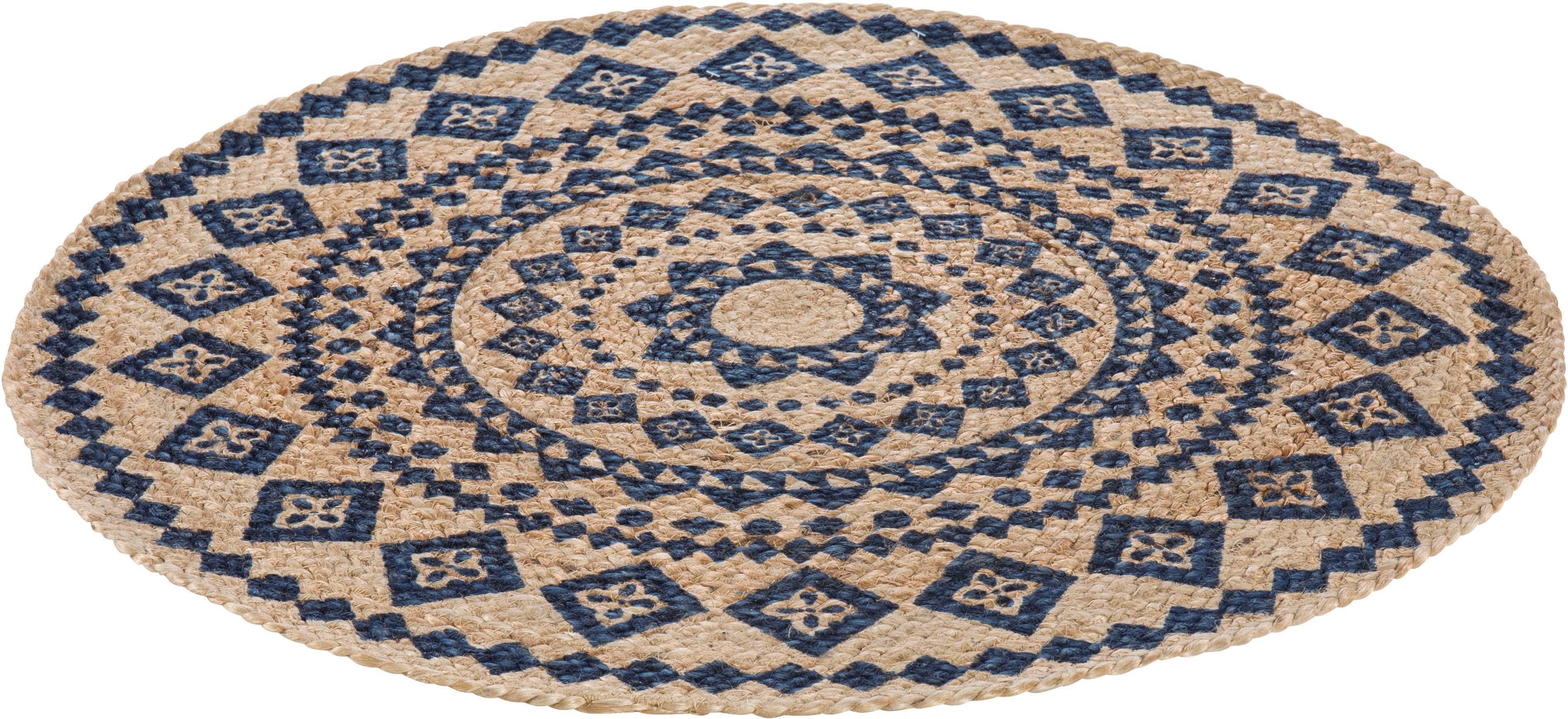 LUXOR living Vloerkleed Mamda Jute tapijt, vlakweefsel, pure natuurlijke vezel, geschikt voor binnen- en buiten moderne vloerkleden maat Ø 80 cm x 4