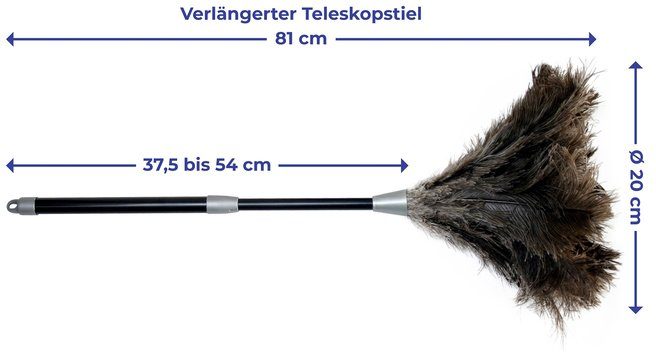 Maximex Plumeau Struisvogelveer Stof-Magneet met verlengde telescopische steel en stof-magneet, zwart