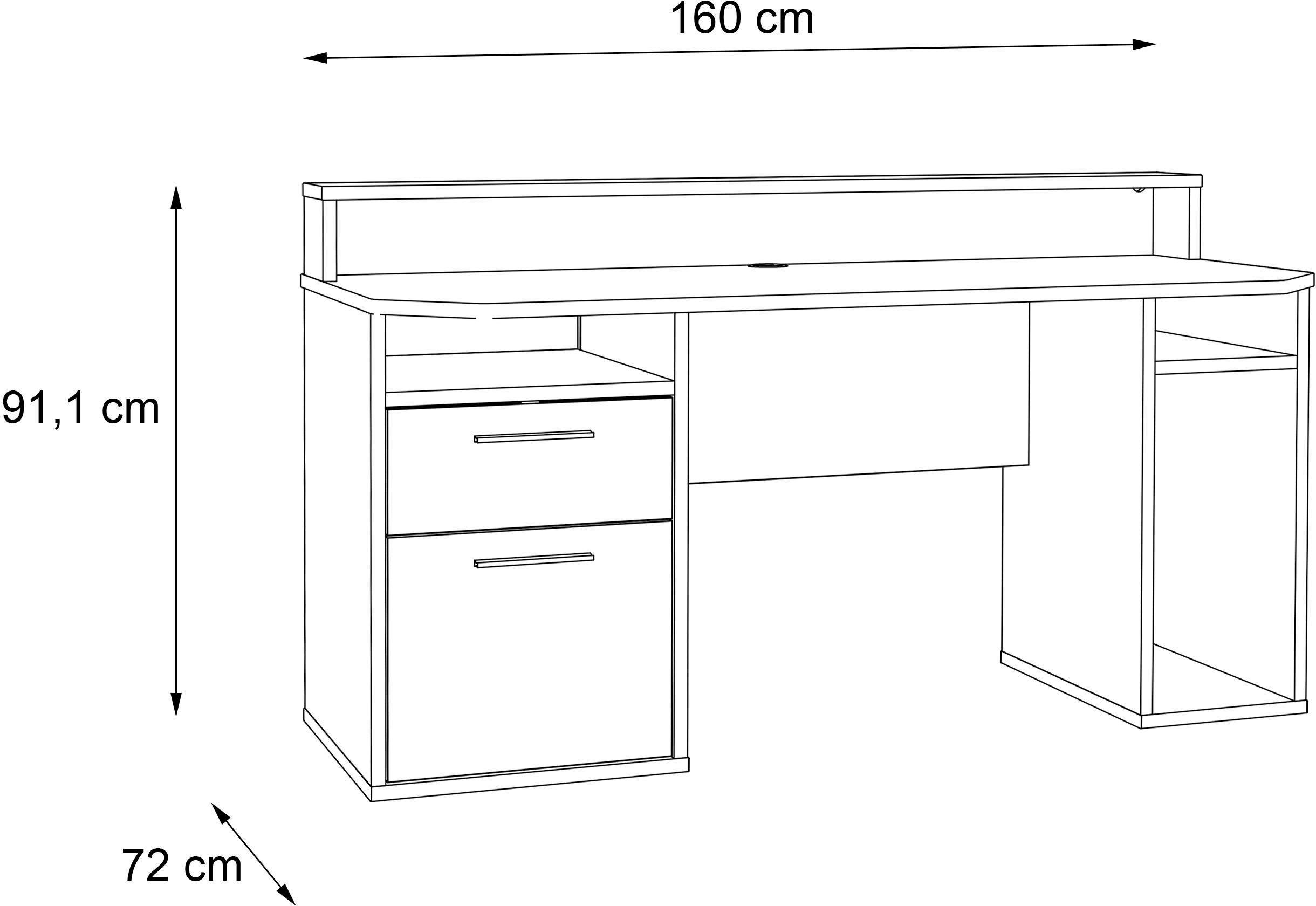 FORTE Gamingtafel Tezaur optioneel met rgb-verlichting