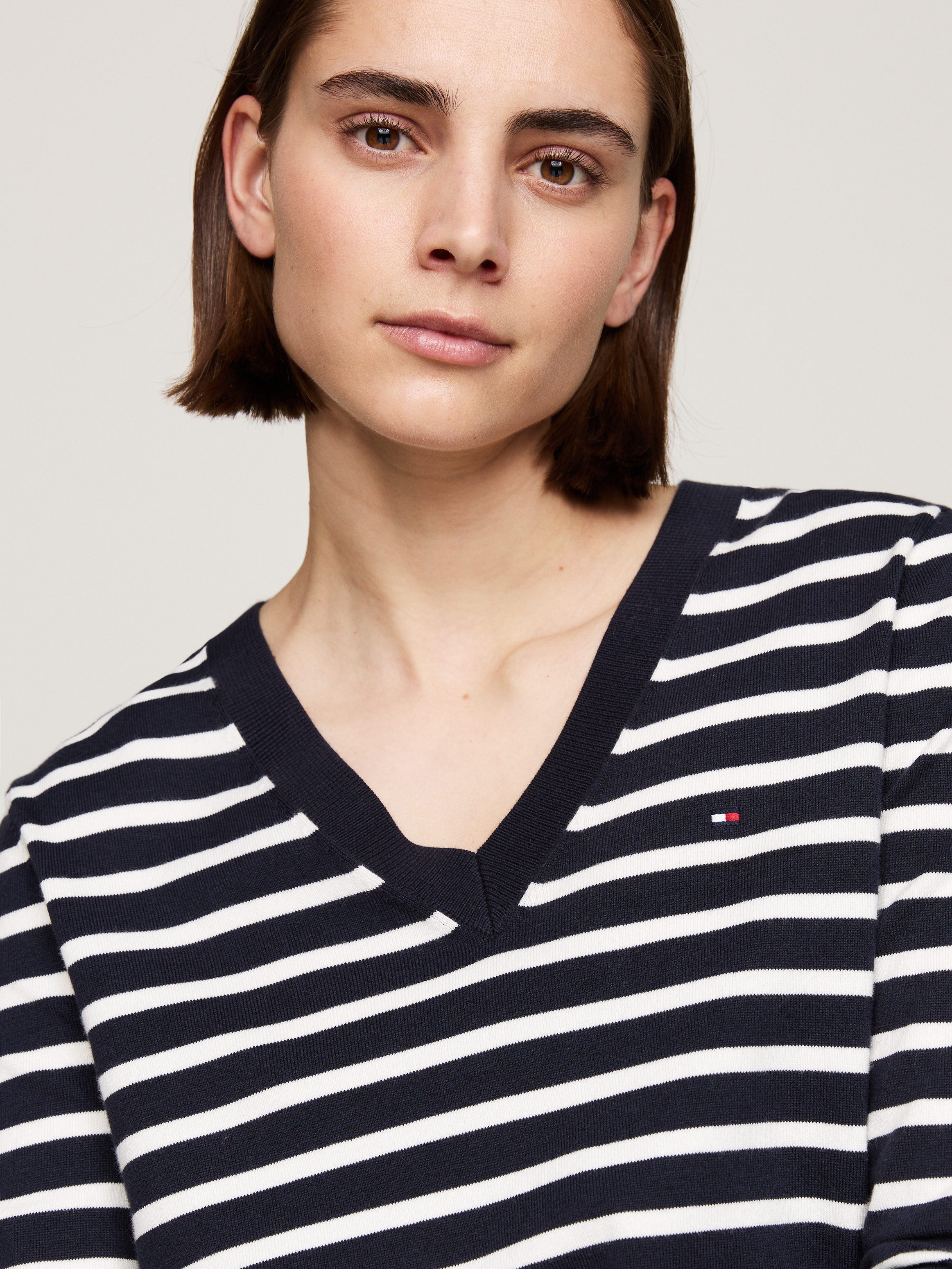 Tommy Hilfiger Trui met V-hals CO JERSEY STITCH V-NK SWEATER met V-hals en rib