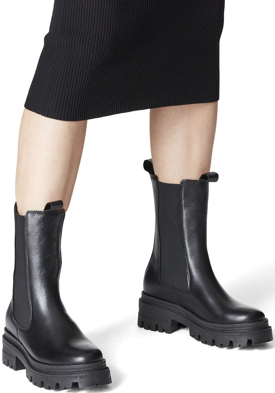 Tamaris Chelsea-boots blokhak, instaplaarzen, korte laarzen, stretchinzetten aan beide zijden
