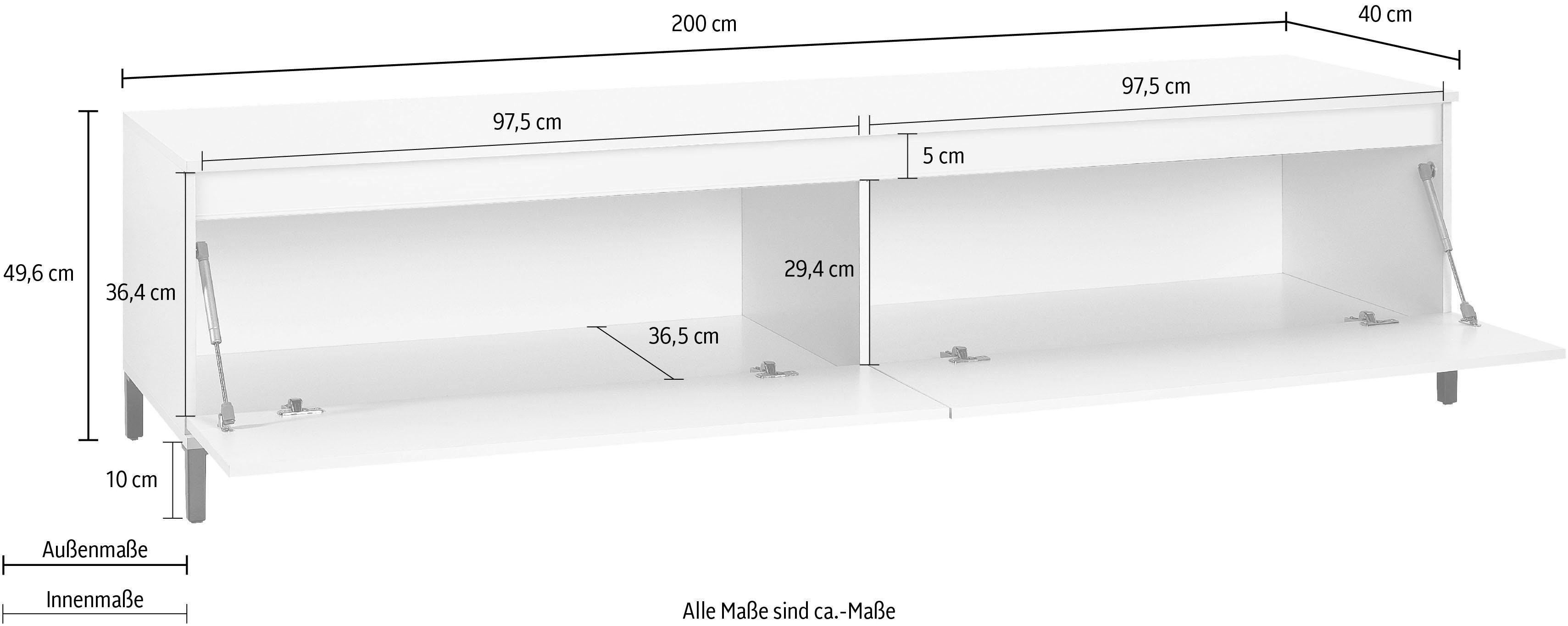 INOSIGN Tv-meubel Genio Breedte 200 cm, met omkeerbare strook