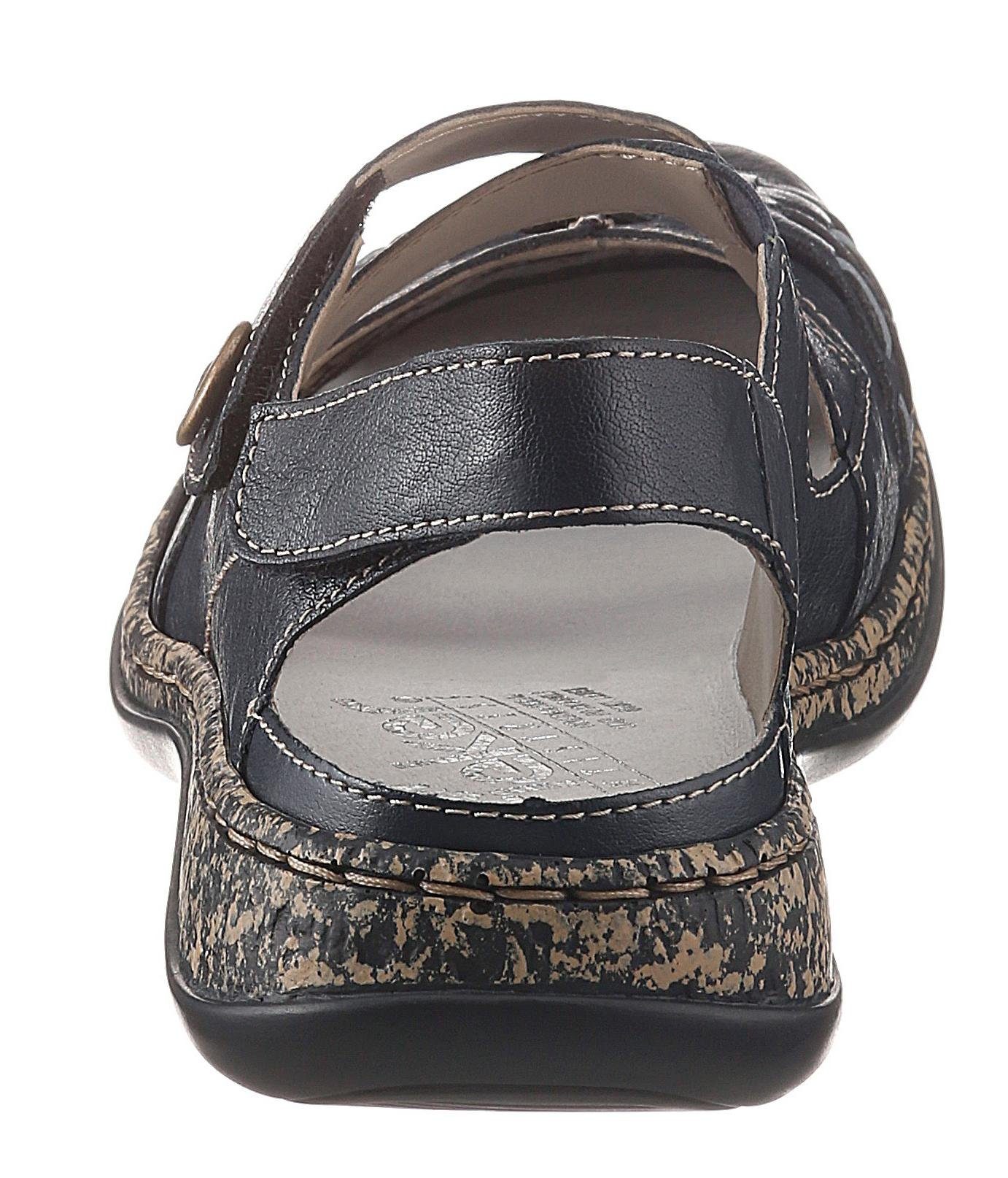 Rieker Klittenbandschoenen , zomerschoen, sleehak, sandaal met bandjes, met contrasterende stiksels