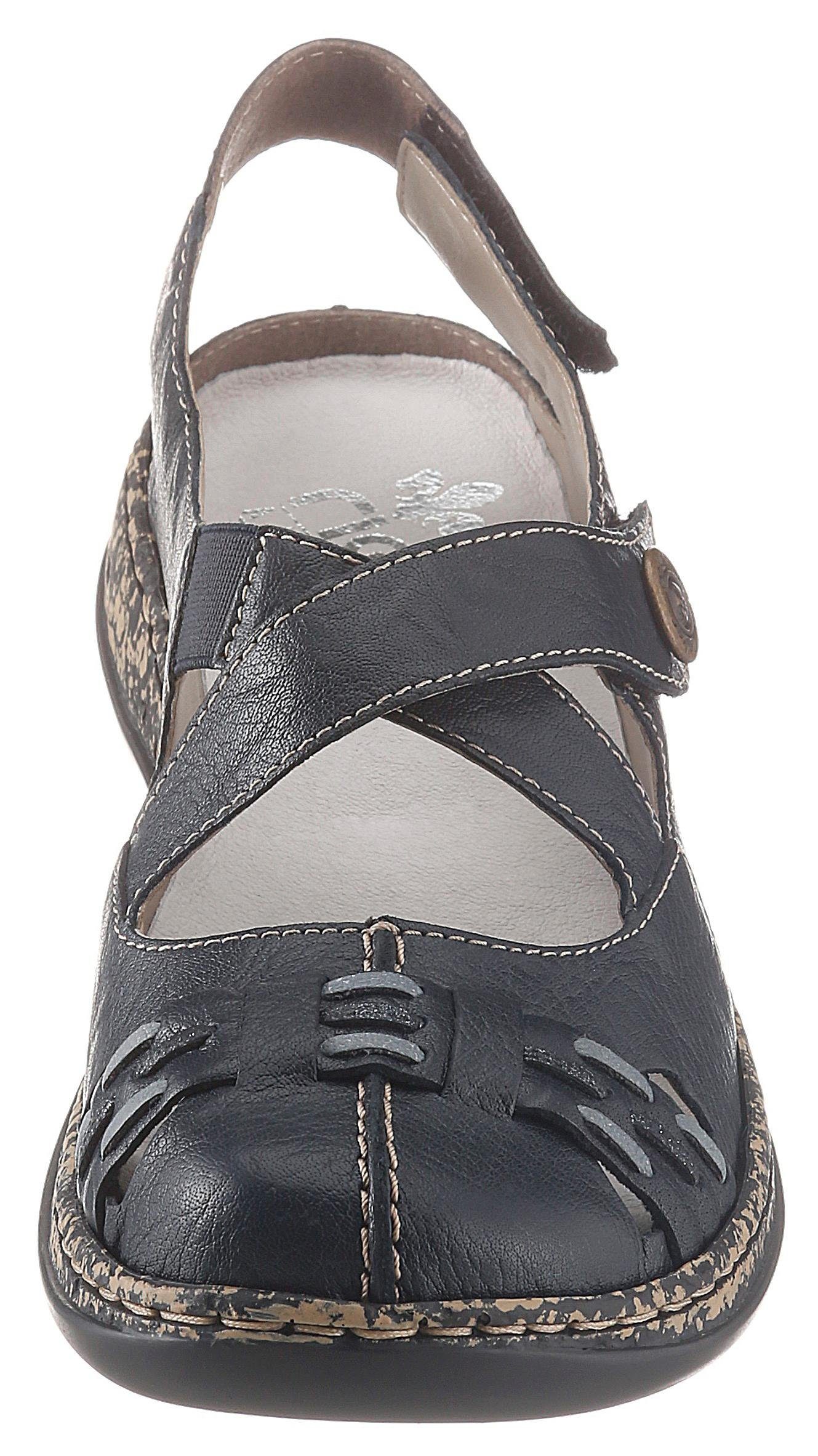 Rieker Klittenbandschoenen , zomerschoen, sleehak, sandaal met bandjes, met contrasterende stiksels
