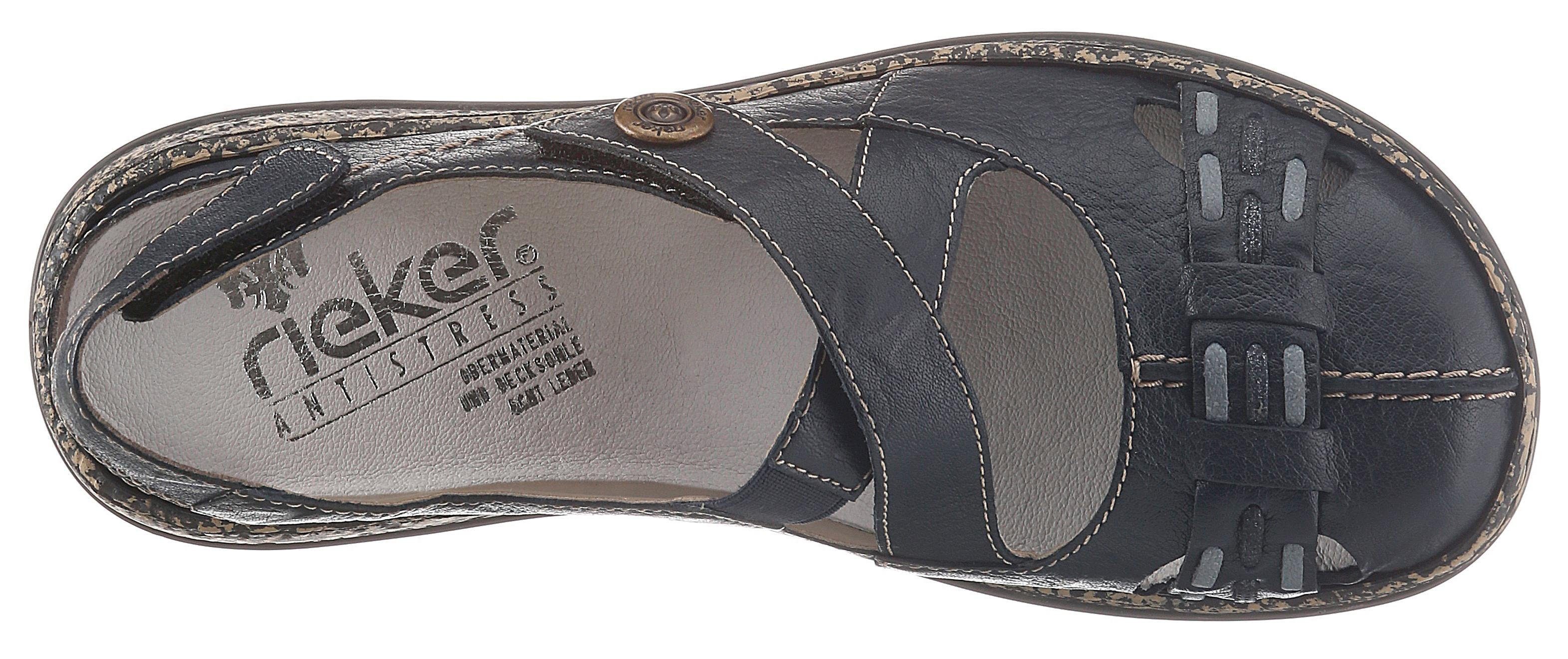 Rieker Klittenbandschoenen , zomerschoen, sleehak, sandaal met bandjes, met contrasterende stiksels
