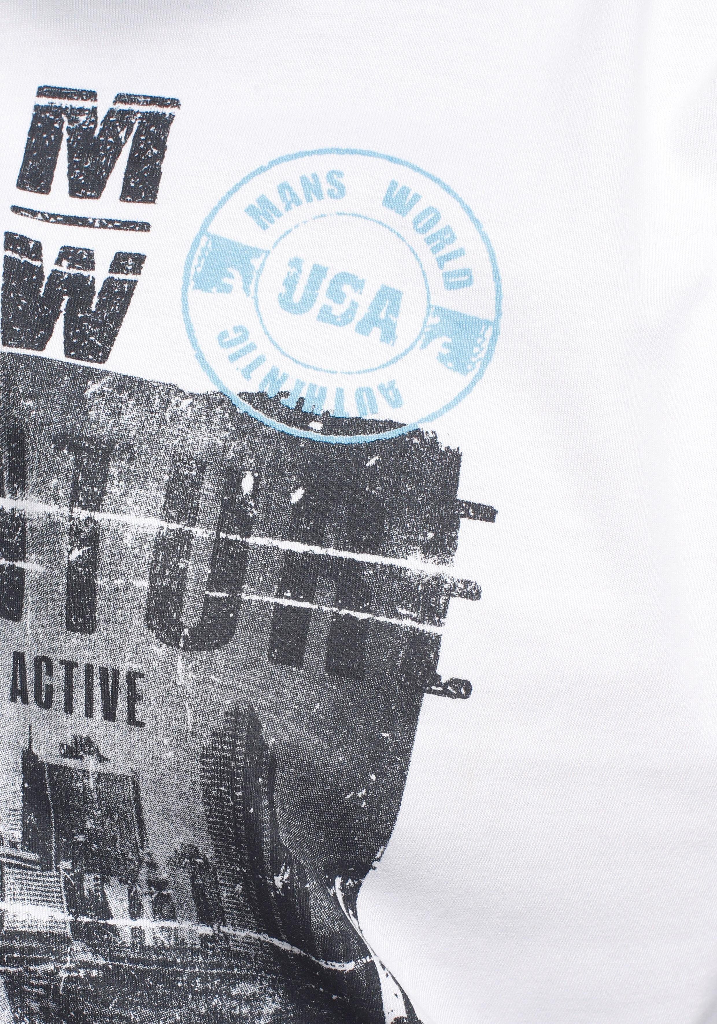 Man's World Shirt met lange mouwen lange mouwen, bedrukt, ronde hals, van katoen