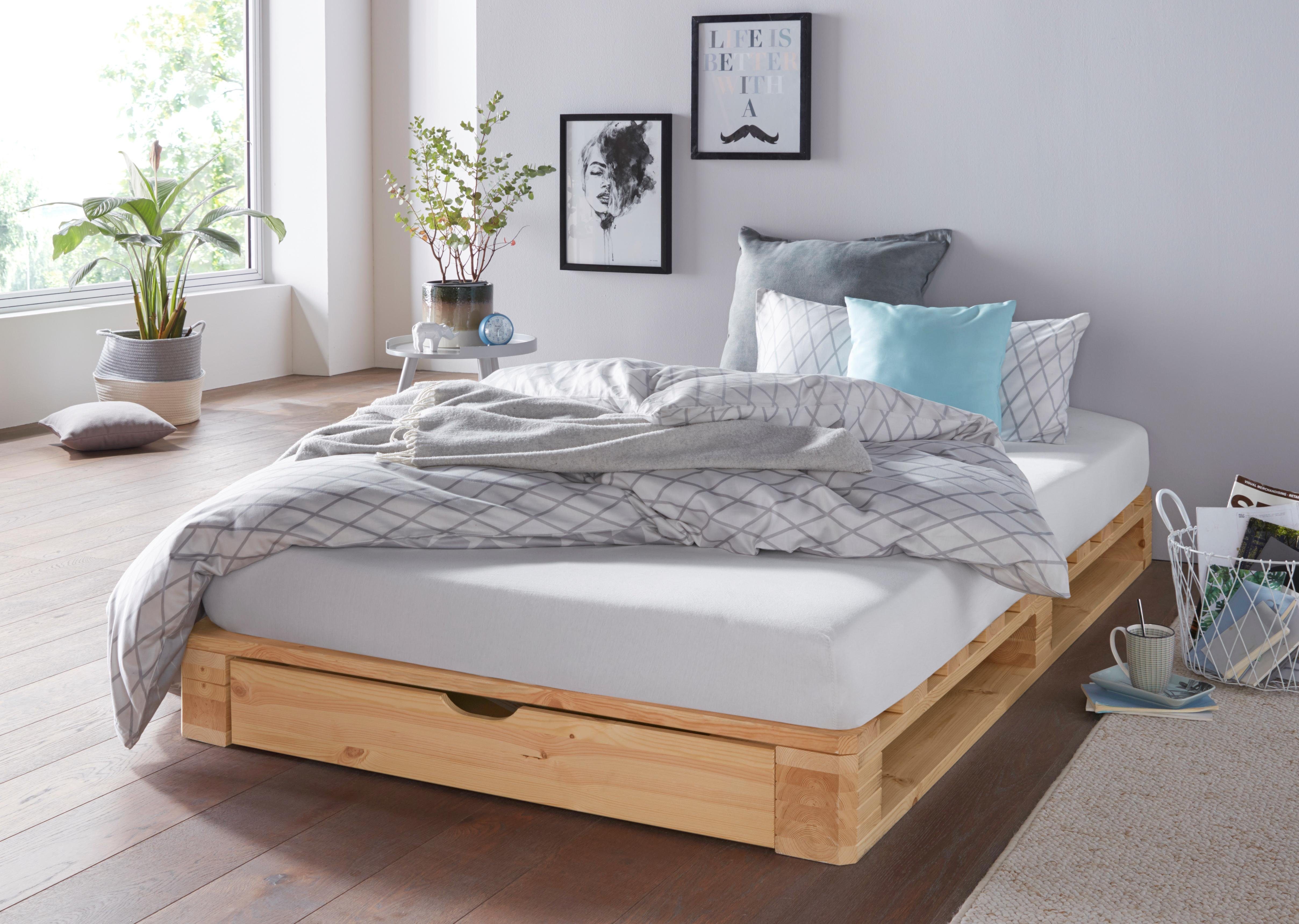 Home affaire Palletbed "ALASCO" BESTSELLER! Met lade gecertificeerd massief hout, uit te breiden tot tweepersoons- of familiebed