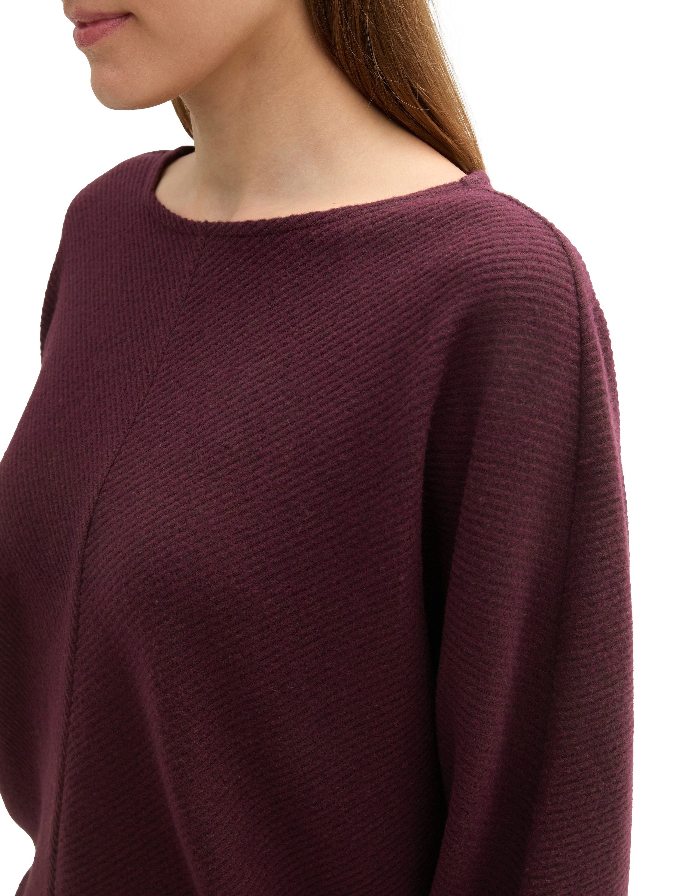 Tom Tailor Shirt met vleermuismouwen met ronde halslijn en structuur-look