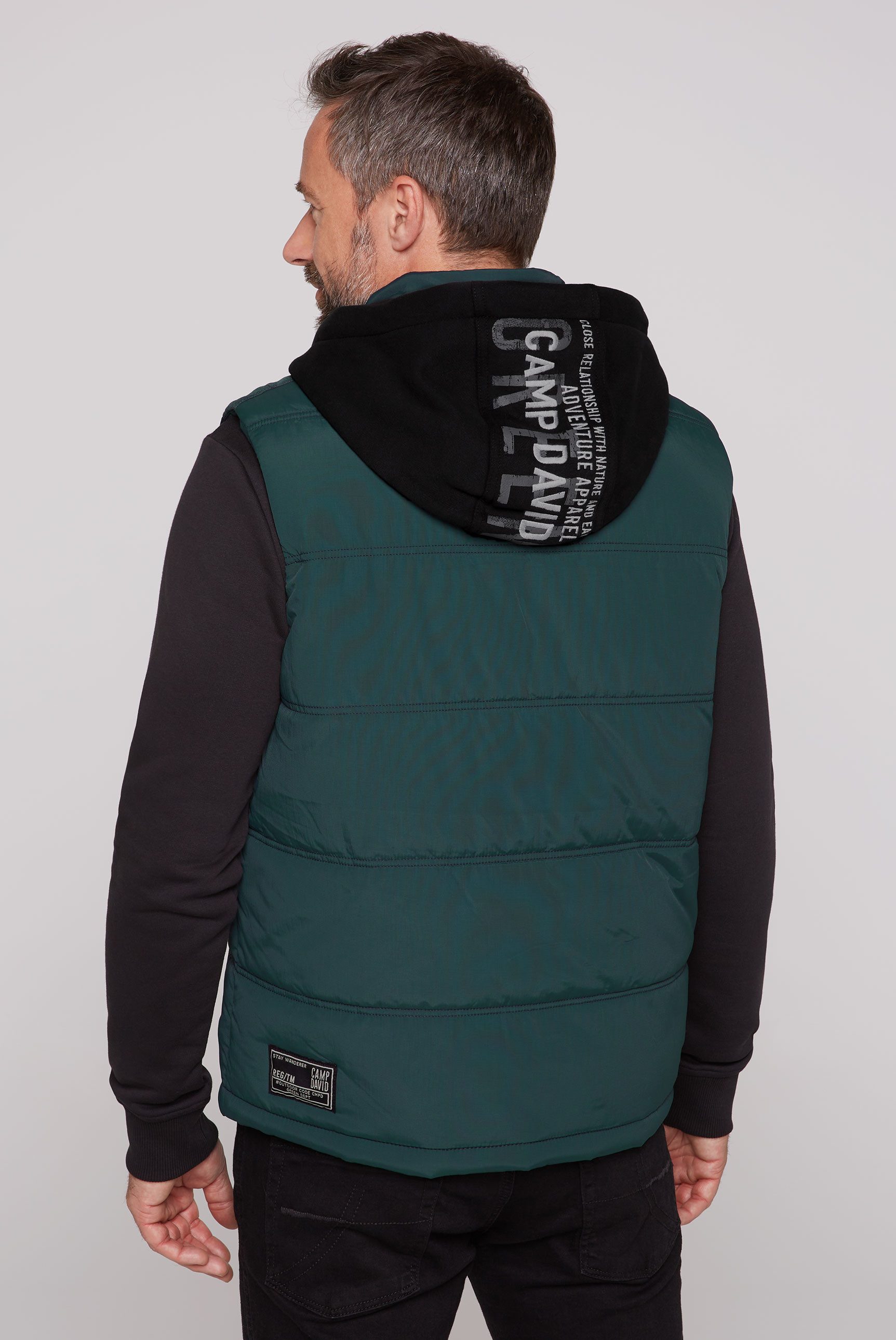 CAMP DAVID Bodywarmer met afneembare sweatcapuchon