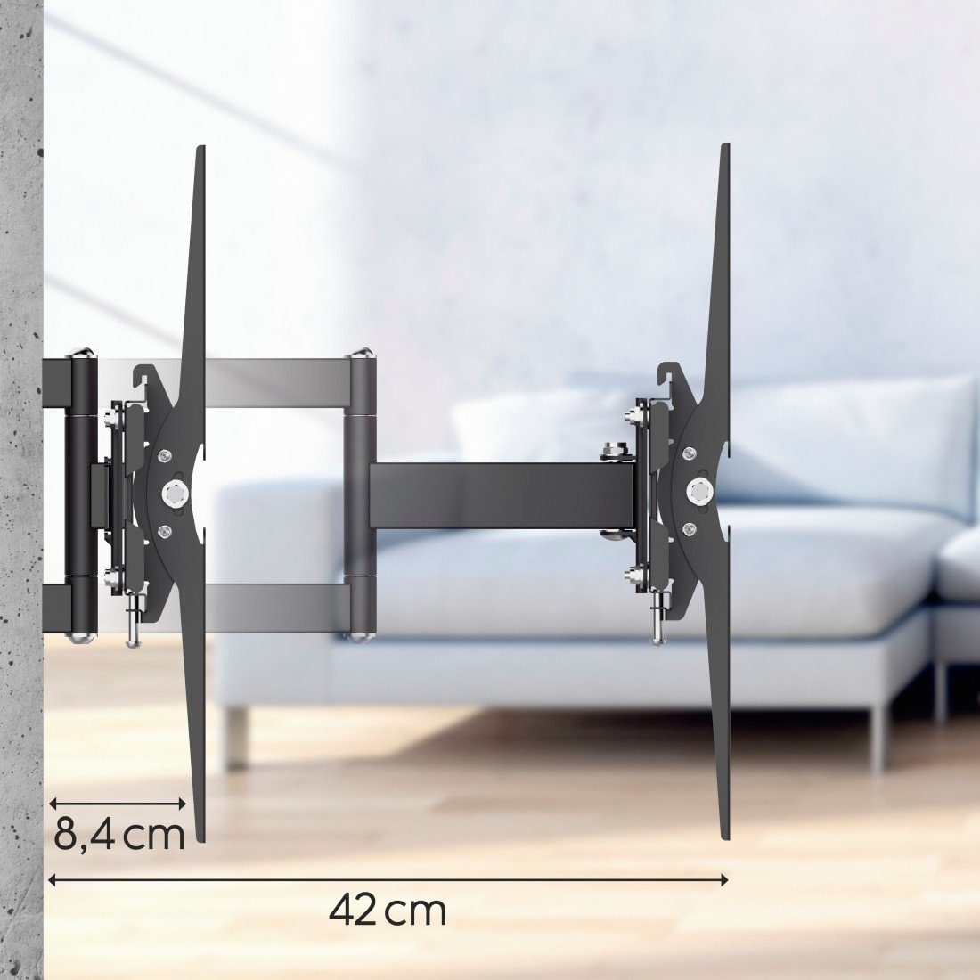 Hama Tv-wandhouder TV wandbeugel, 81 - 213 cm (32 - 84"), full-motion, zwart 43", 50", 55", 65", tot 50 kg, draaibaar, kantelbaar, uittrekbaar