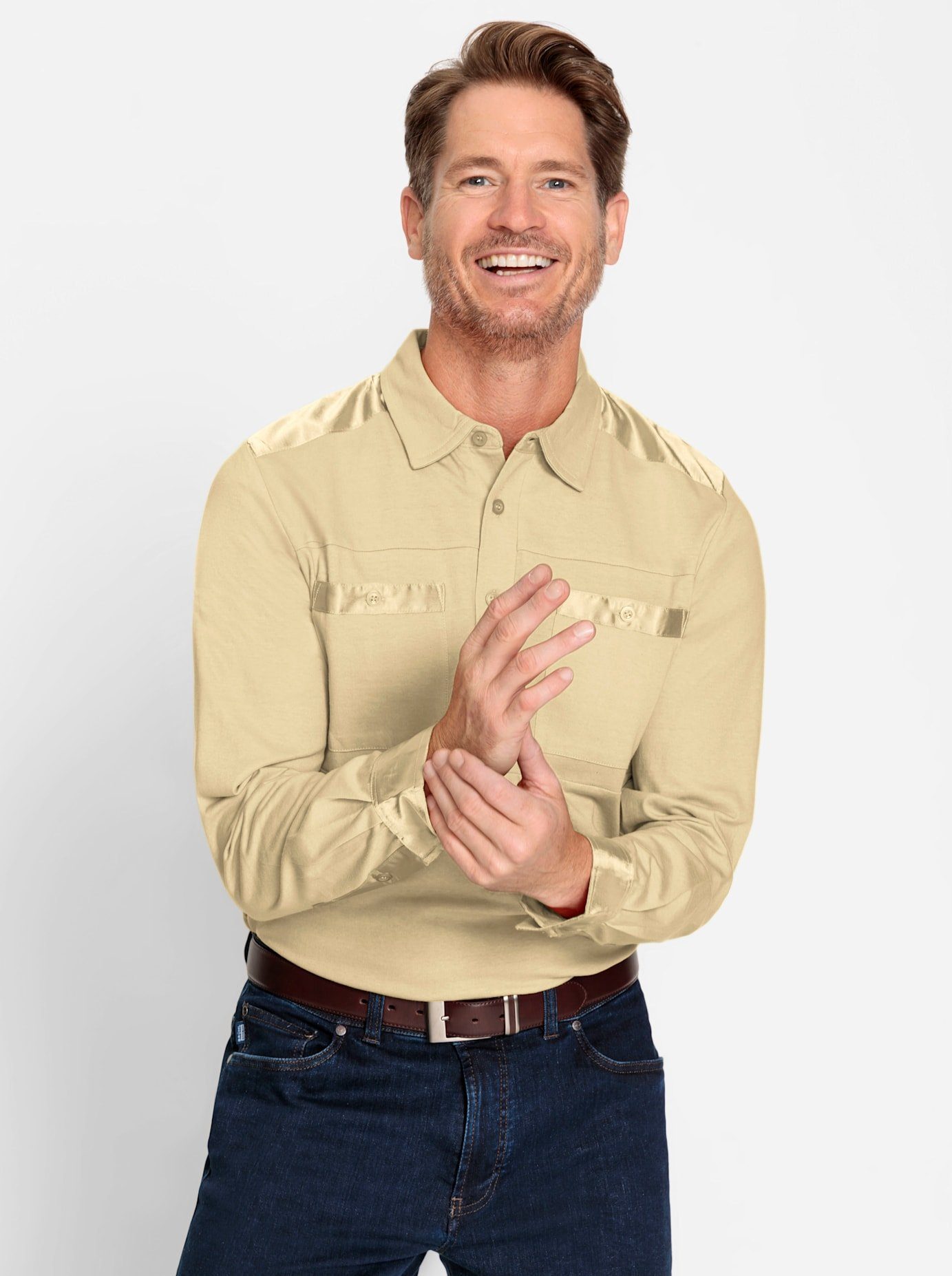 Marco Donati Shirt met lange mouwen Poloshirt met lange mouwen (1-delig)