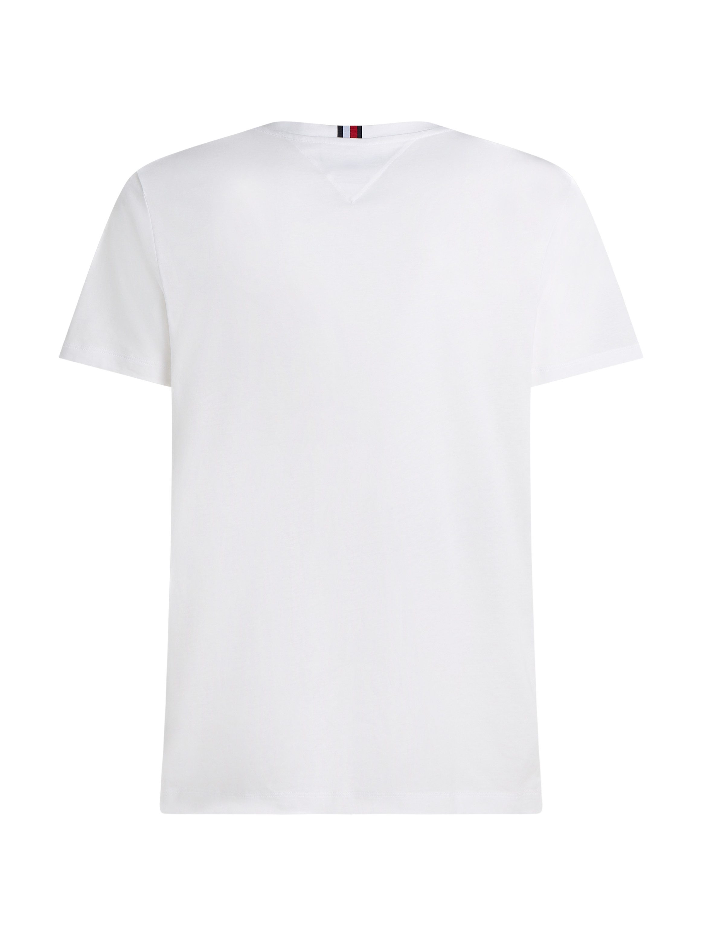 Tommy Hilfiger T-shirt HILFIGER GLOBAL STRIPE TEE contrastkleurige print op de borst