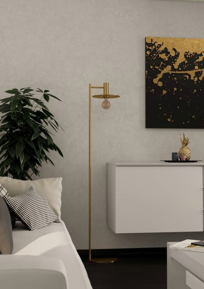EGLO Staande lamp ESCANDELL Vloerlamp, metaal in geborsteld messing, lamp met E27, 156 cm (1 stuk)