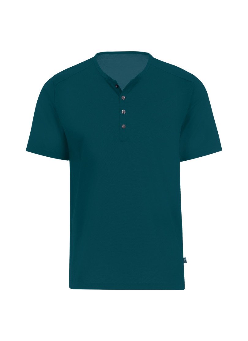 Trigema T-shirt TRIGEMA T-shirt met knooplijst DELUXE katoen (1-delig) heren t-shirts maat M groen
