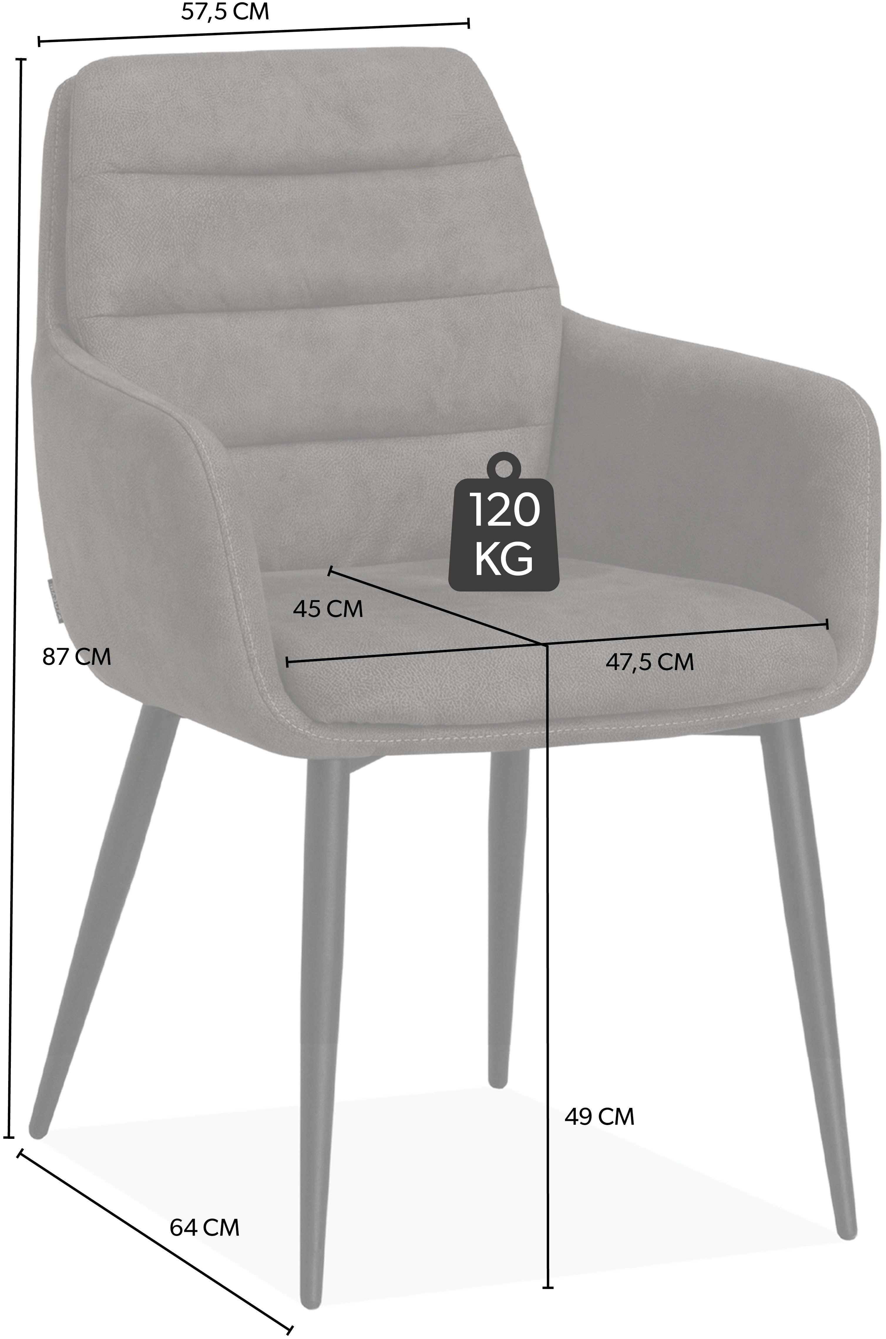 OMG Design Stoel met armleuningen Bailey Schalenstoel, eetkamerstoel, onderhoudsvriendelijke bekleding