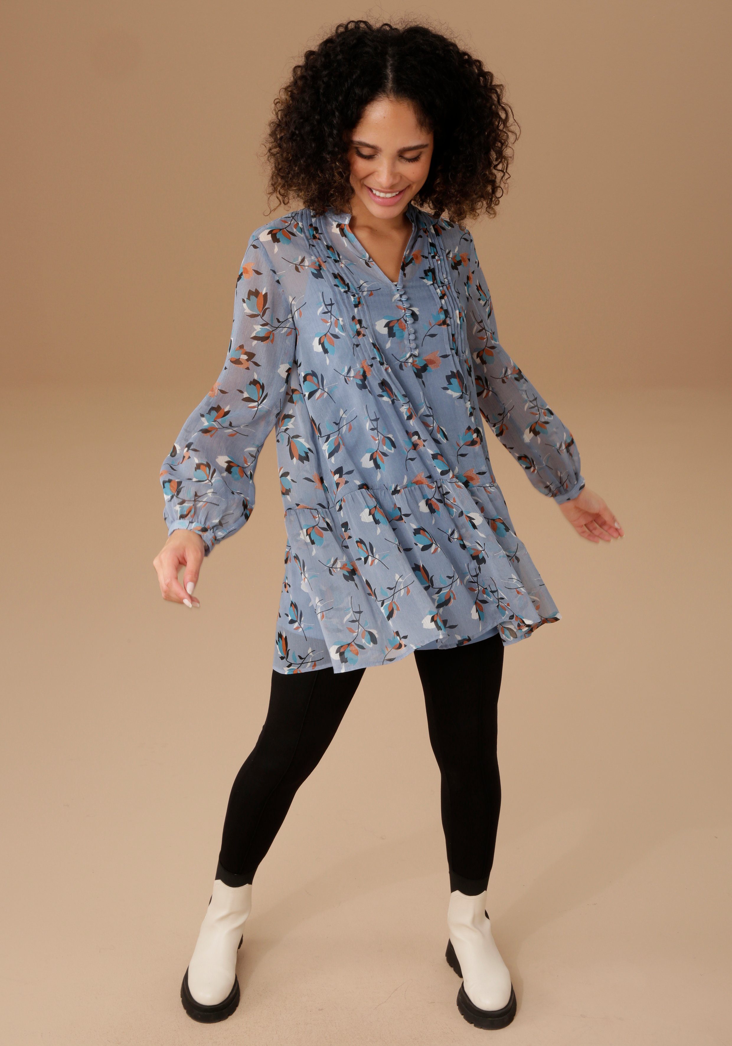 Aniston SELECTED Lange blouse met decoratieve biesgarnering