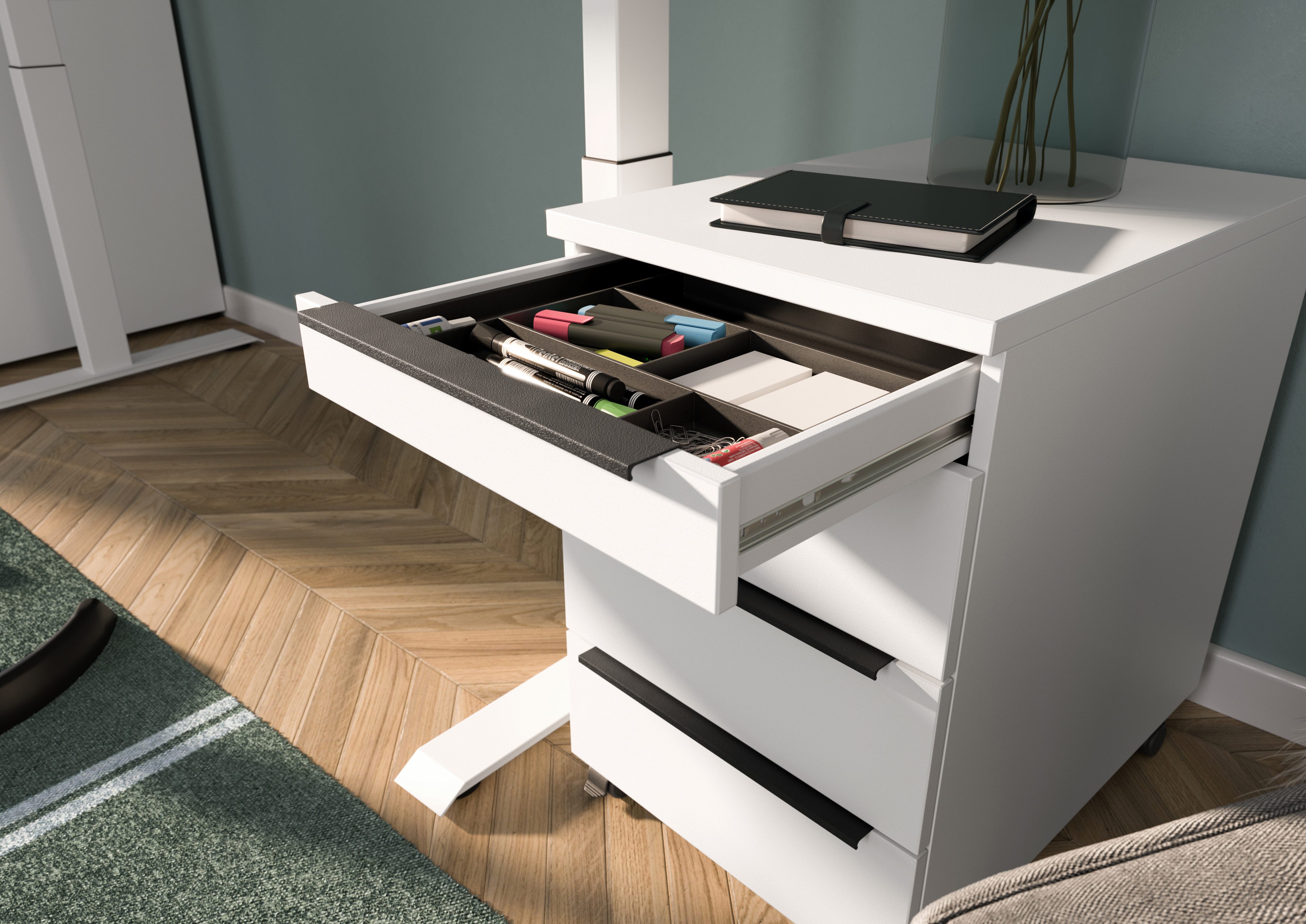 GERMANIA Kantoormeubelset Milaan incl. bureau, kastje op wieltjes en roomdivider (3-delig)