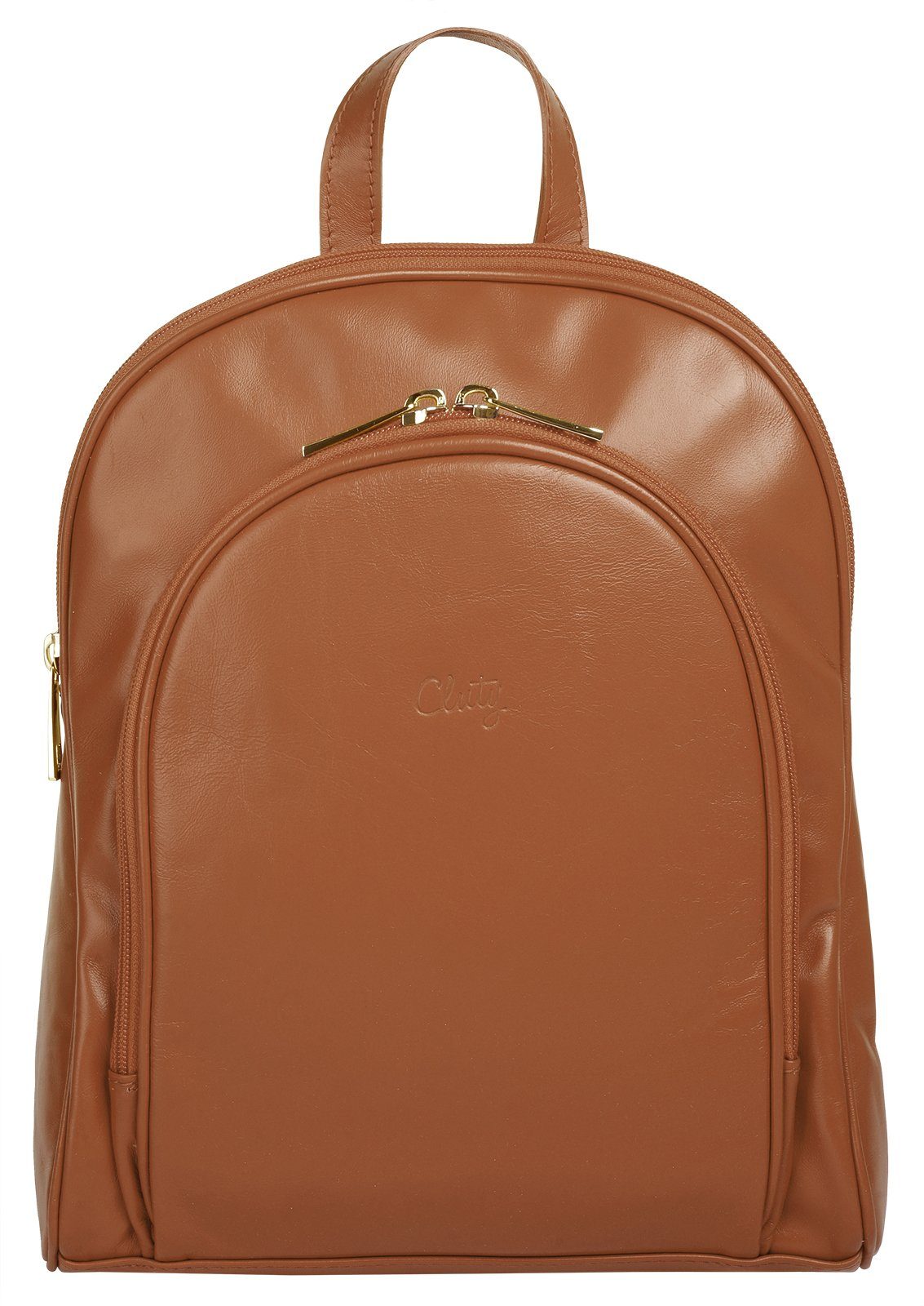 Cluty Rugzak echt leer, made in italy dames rugzakken bruin