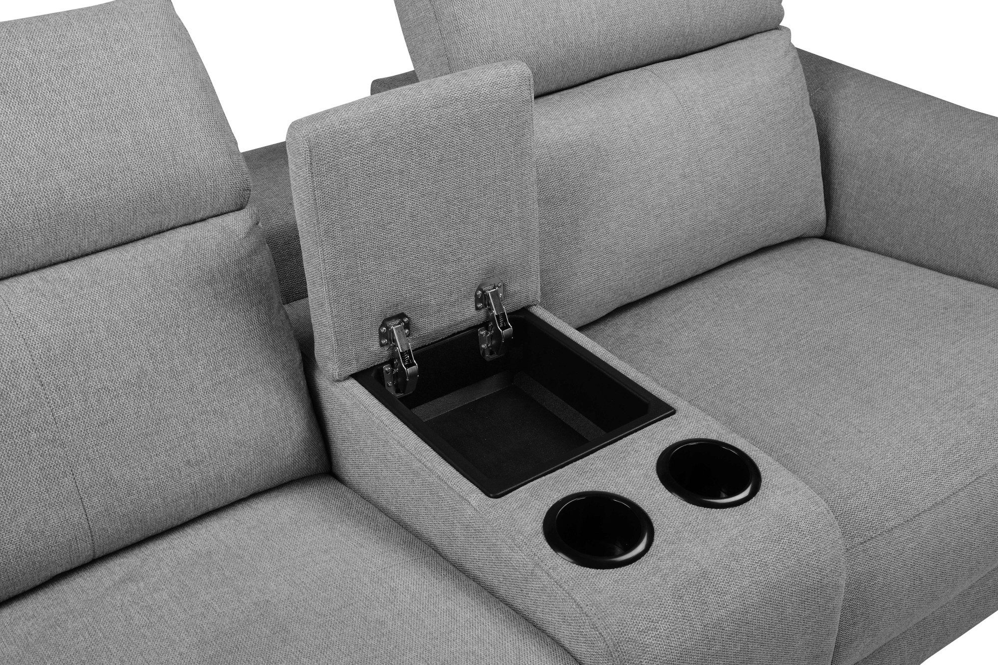 Places of Style 2-zitsbank Lund, 2-zits bioscoopbank, tv-fauteuil, multimedia-sofa, USB-A met elektrische of handmatige relaxfunctie, bekerhouder en opbergruimte