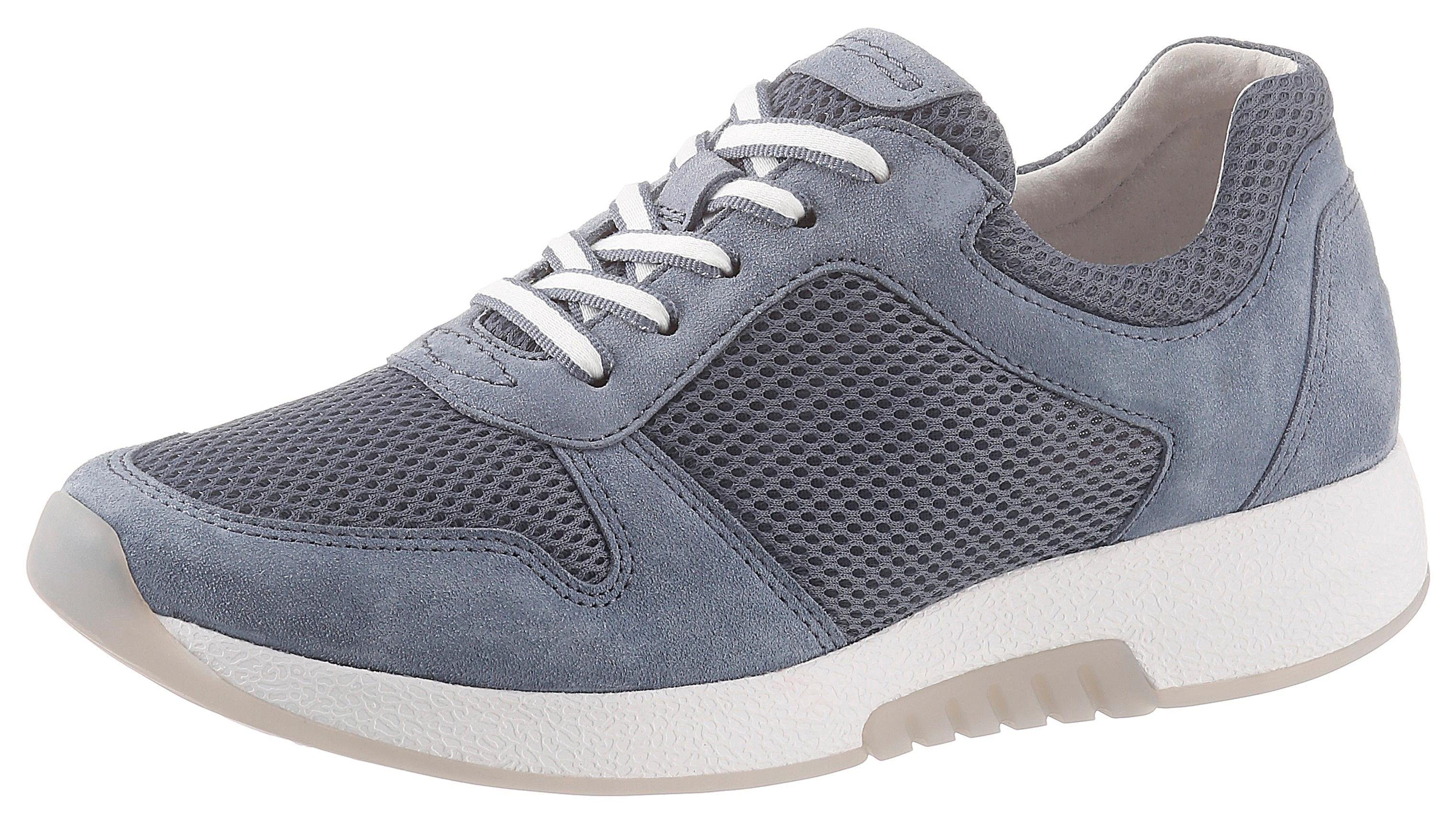 Gabor Rollingsoft Sneakers met sleehak , vrijetijdsschoen, lage schoen, veterschoen in zomerse materiaalmix