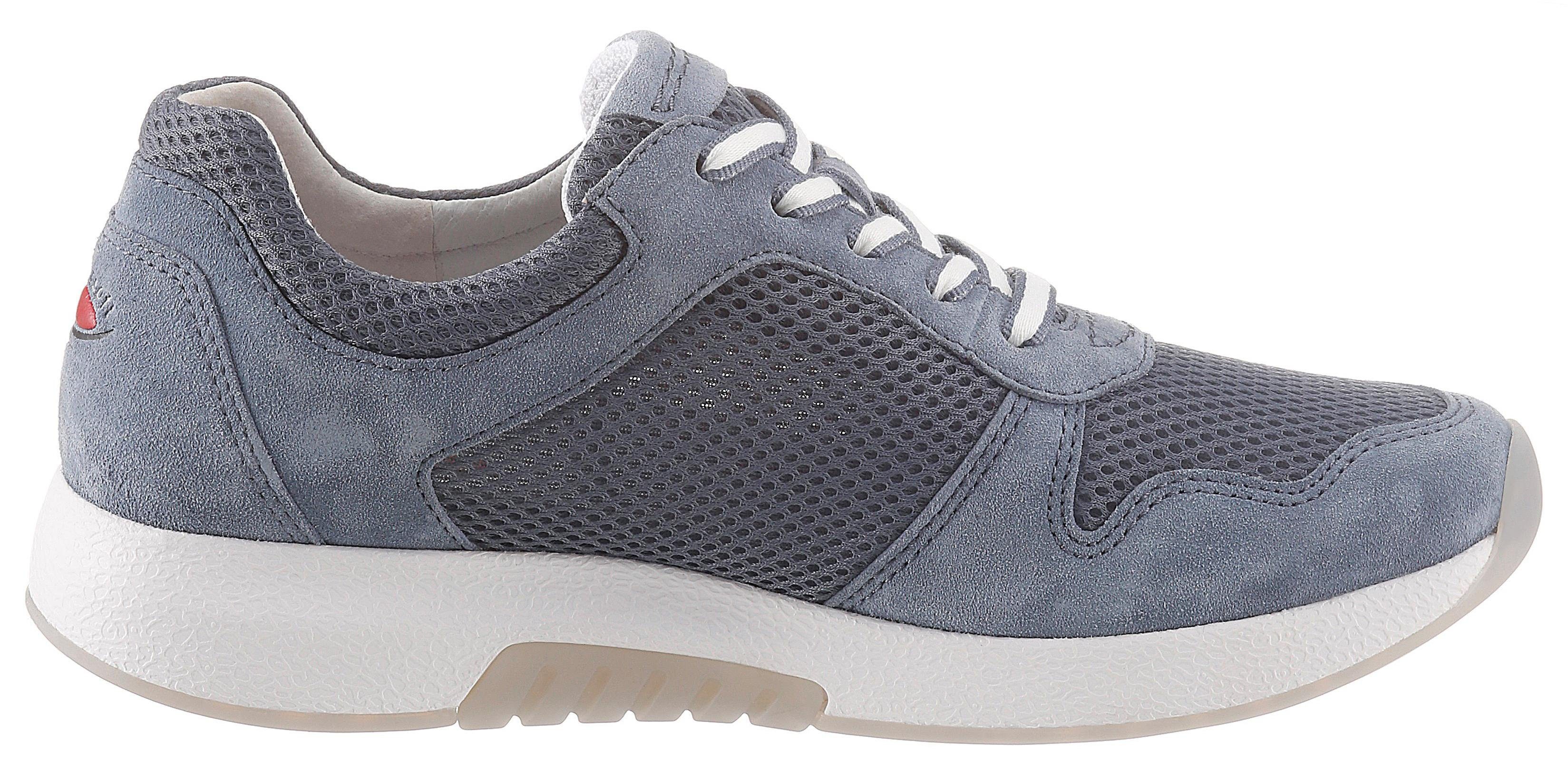 Gabor Rollingsoft Sneakers met sleehak , vrijetijdsschoen, lage schoen, veterschoen in zomerse materiaalmix