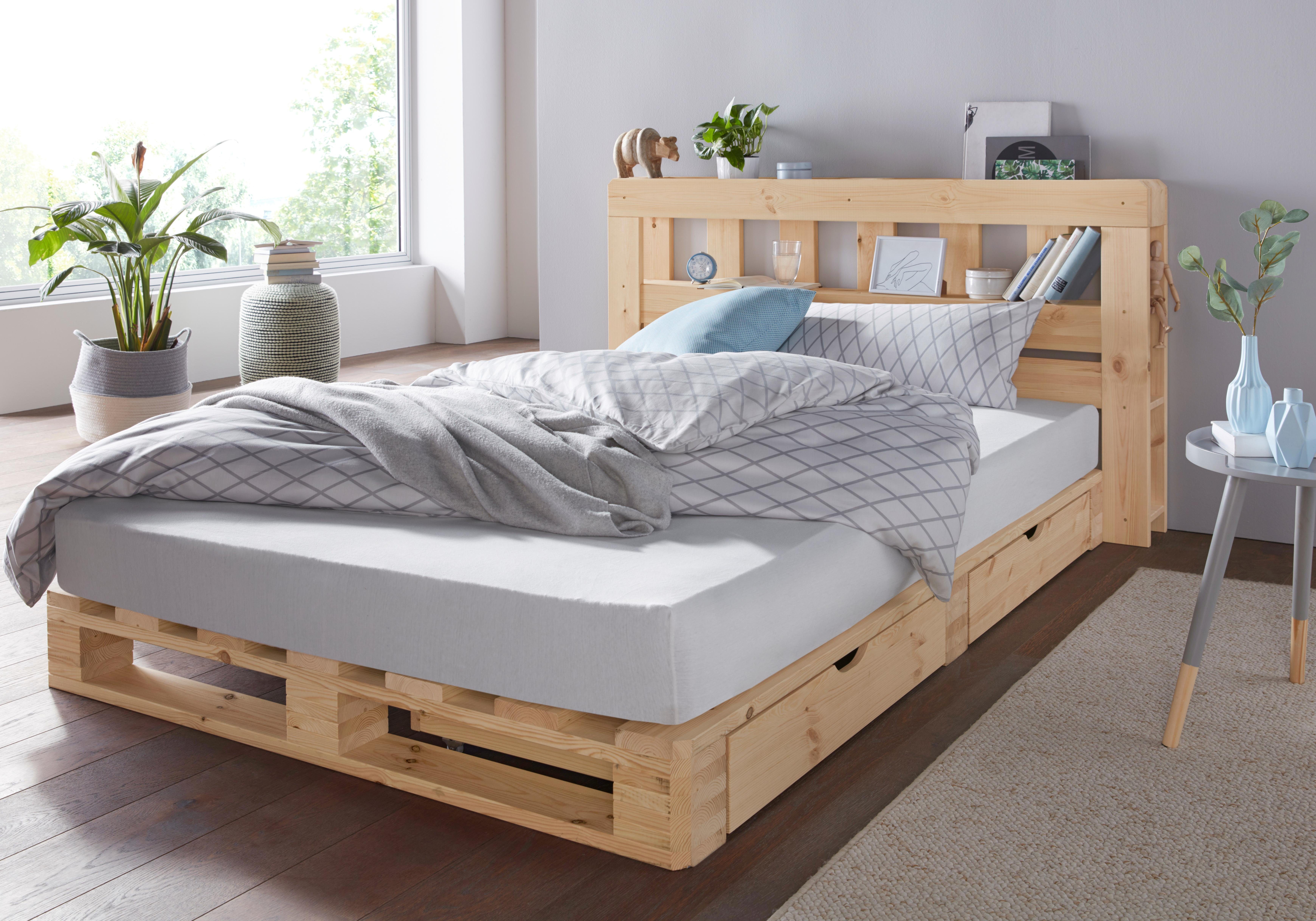 Home affaire Palletbed "ALASCO" BESTSELLER! Met lade gecertificeerd massief hout, uit te breiden tot tweepersoons- of familiebed