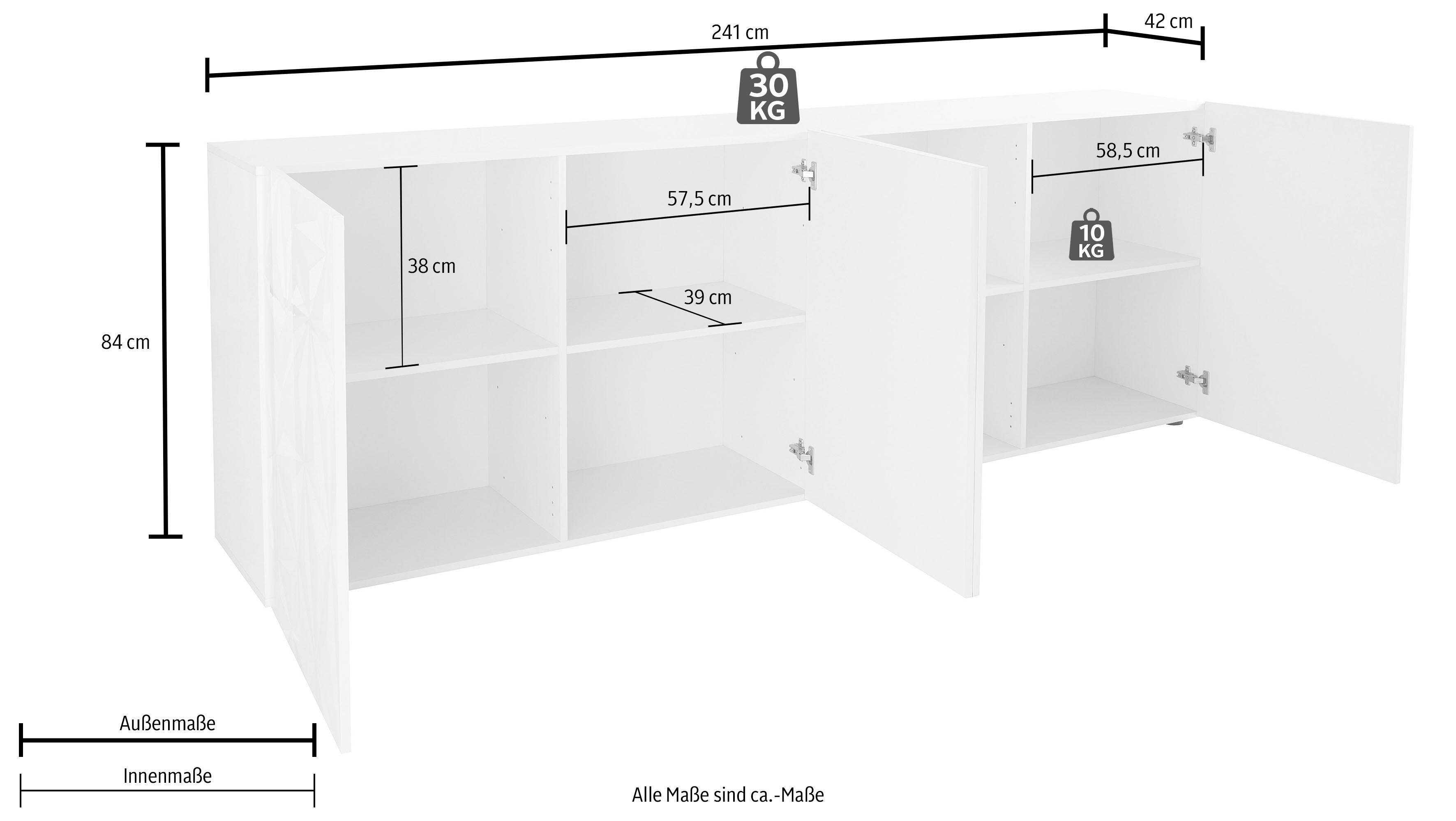 INOSIGN Dressoir Miro Breedte 241 cm met decoratieve zeefdruk