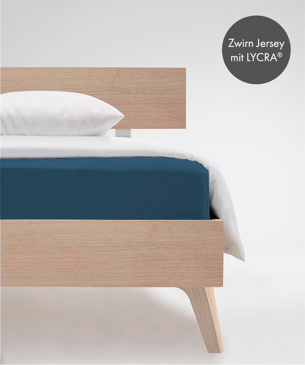 fleuresse Hoeslaken Comfort duurzaam & kreukvrij, perfecte pasvorm door power-stretch (1 stuk) hoeslakens maat 180 cm x 200-220 cm blauw
