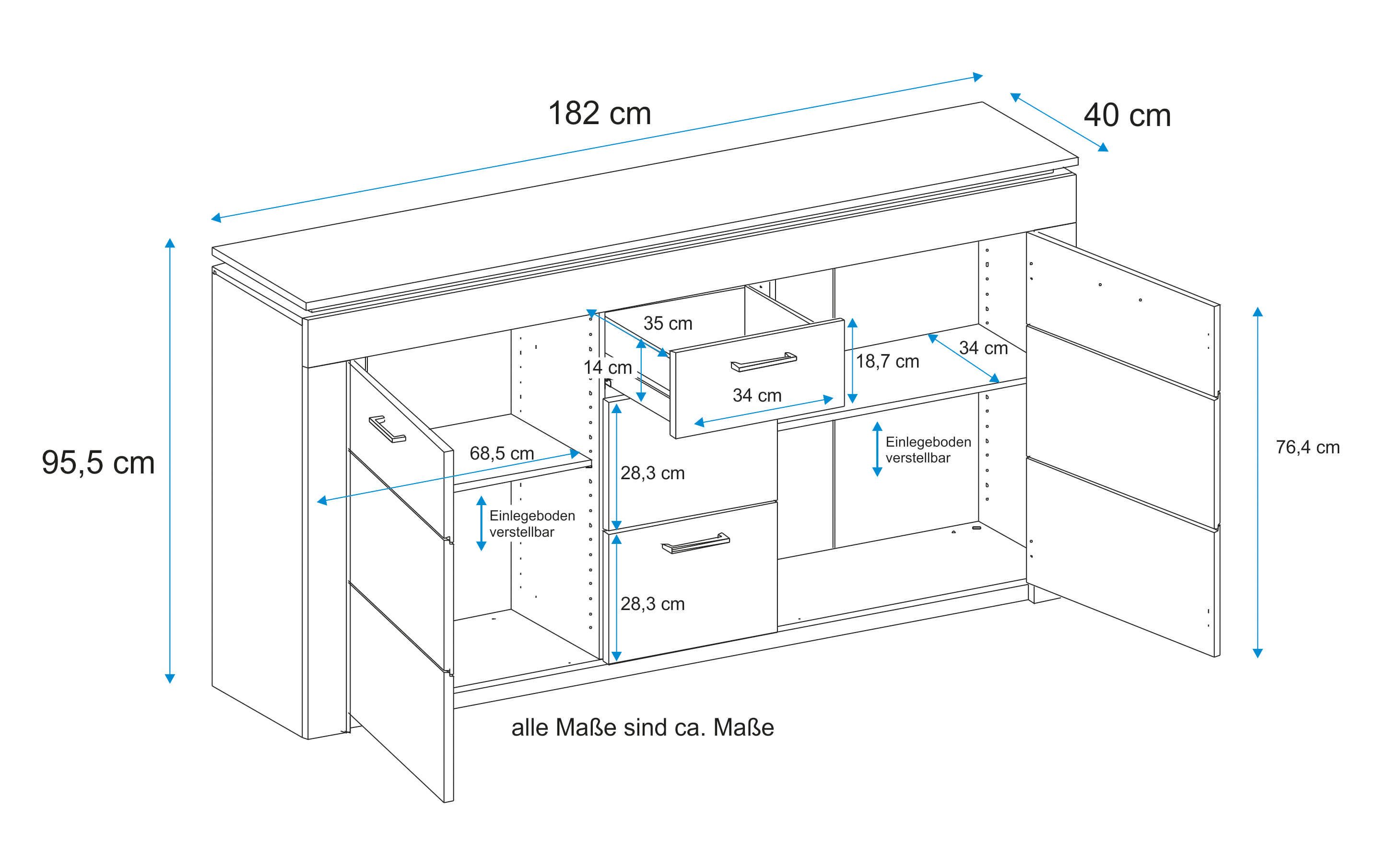 VOGL Möbelfabrik Dressoir Breedte 182 cm