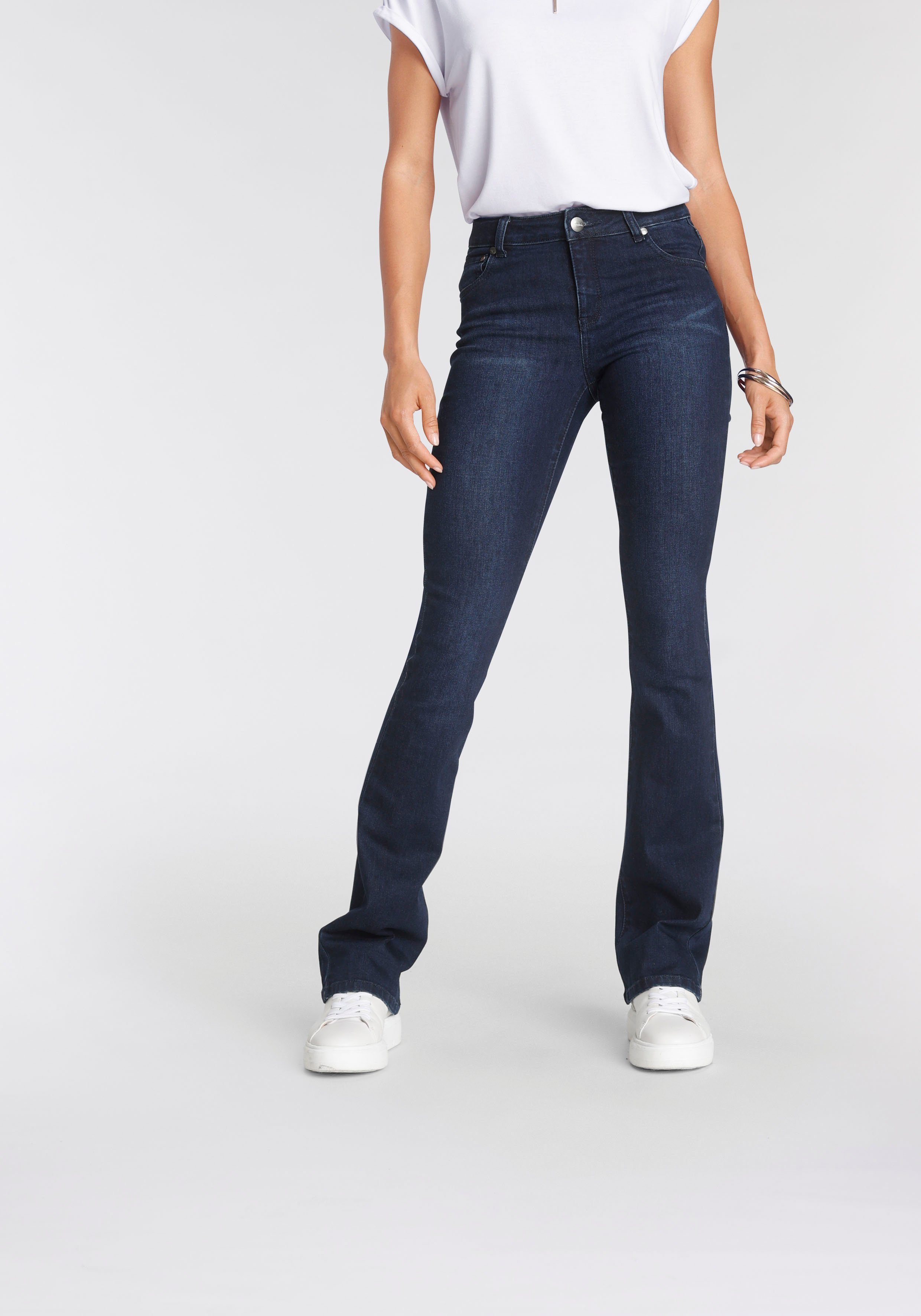 Tamaris Bootcut jeans normale taille, bootcut, met uitlopende pijpen