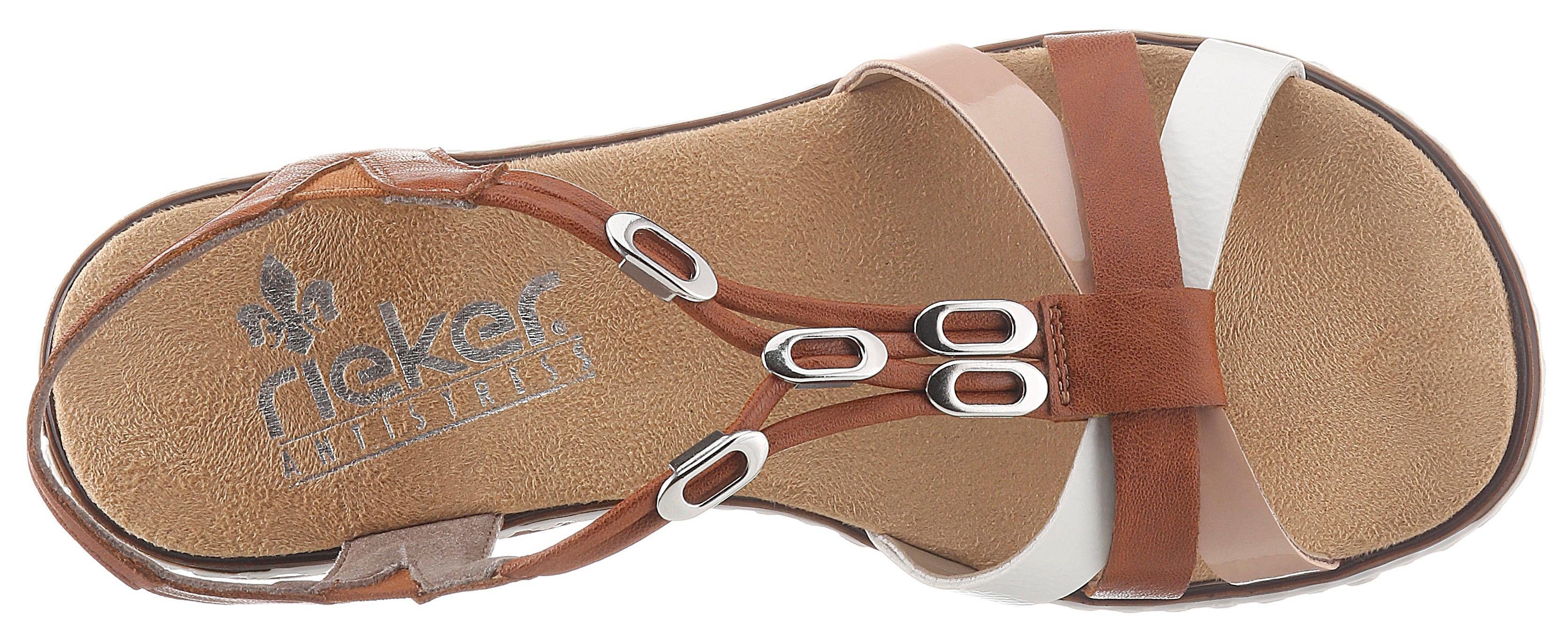 Rieker Sandalen zomerschoen, sandaal, sleehak, met accessoires versierd