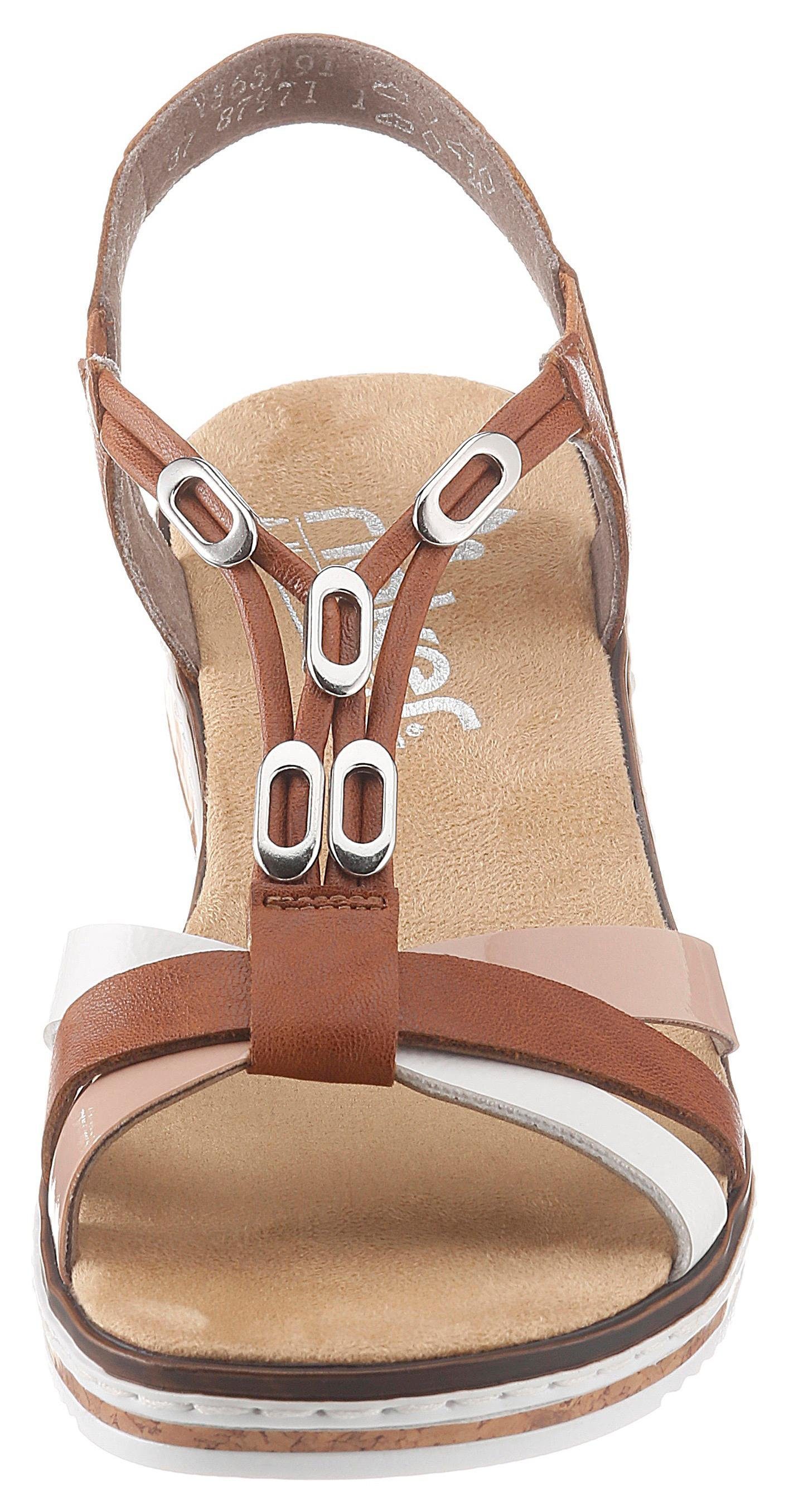Rieker Sandalen zomerschoen, sandaal, sleehak, met accessoires versierd