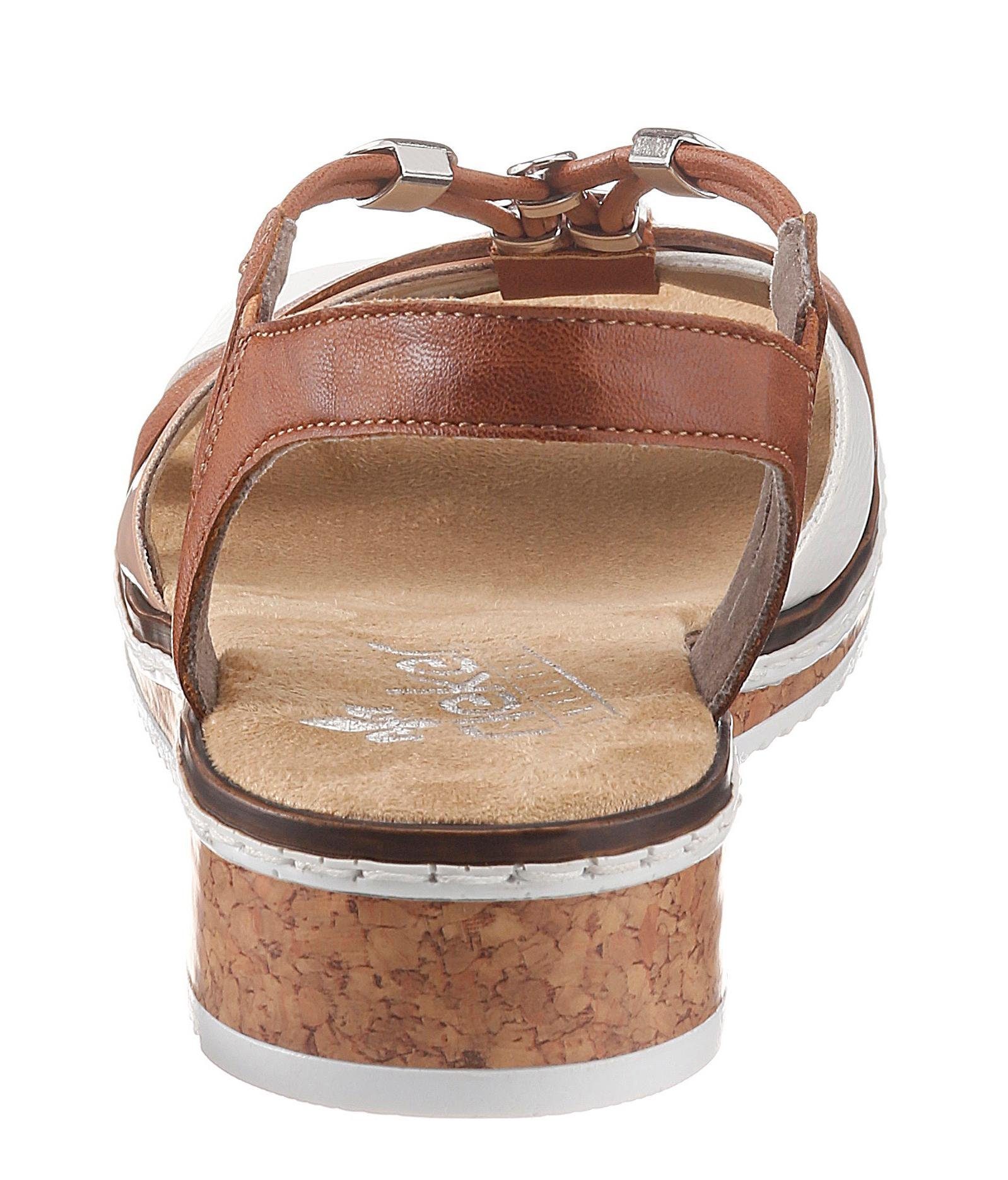 Rieker Sandalen zomerschoen, sandaal, sleehak, met accessoires versierd