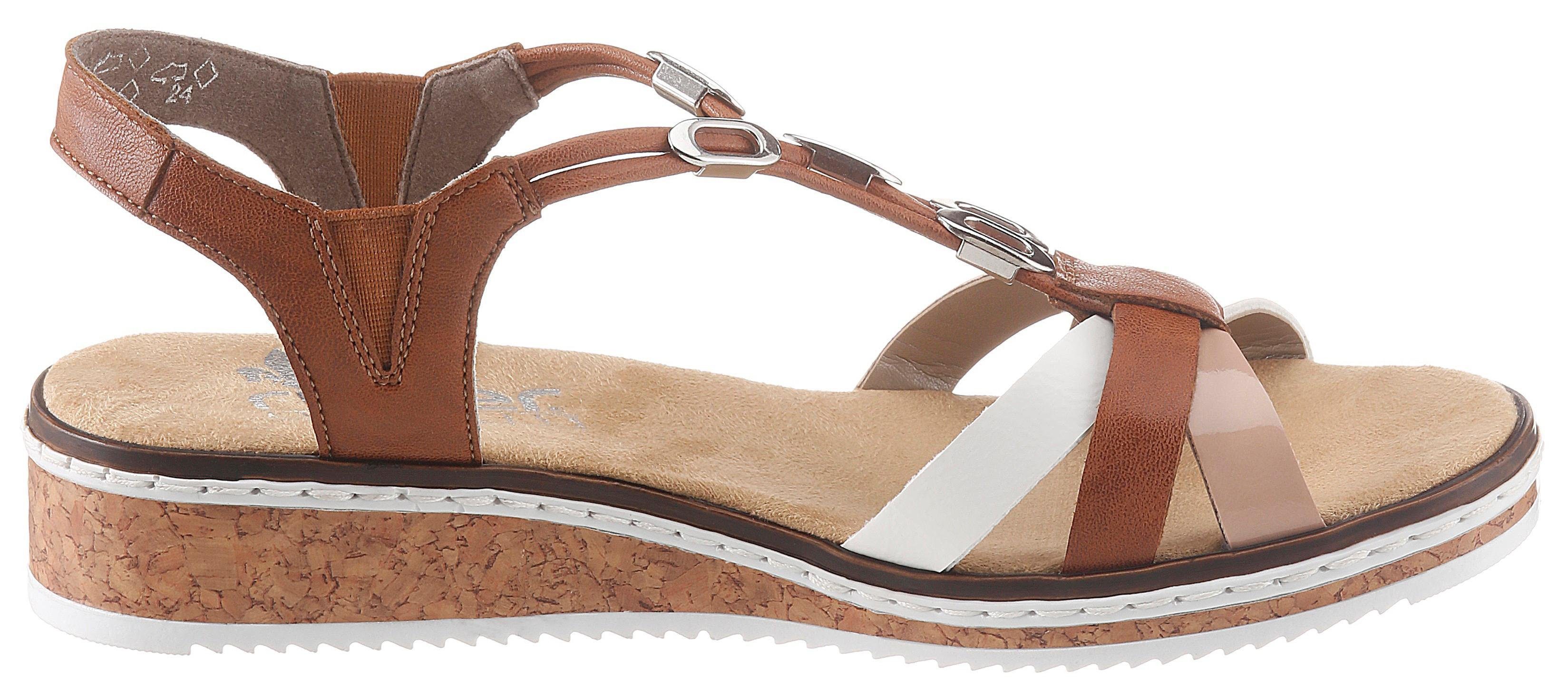 Rieker Sandalen zomerschoen, sandaal, sleehak, met accessoires versierd