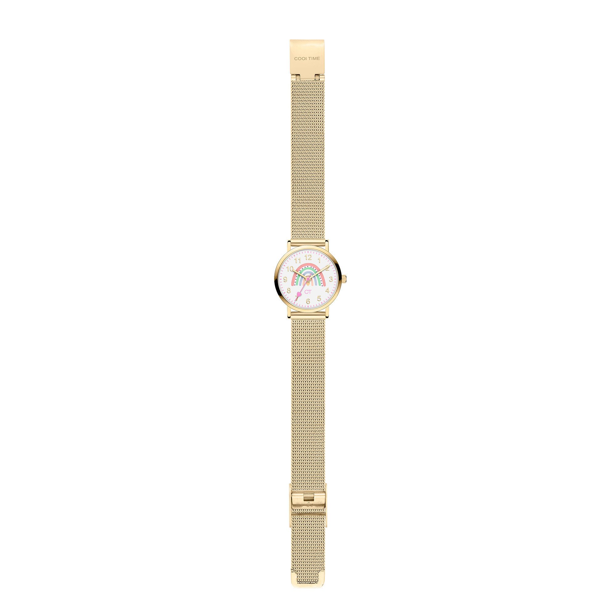 COOL TIME Kwartshorloge The Cool Rainbow Horloge, roestvrijstalen armband, kinderhorloge, meisje, analoog