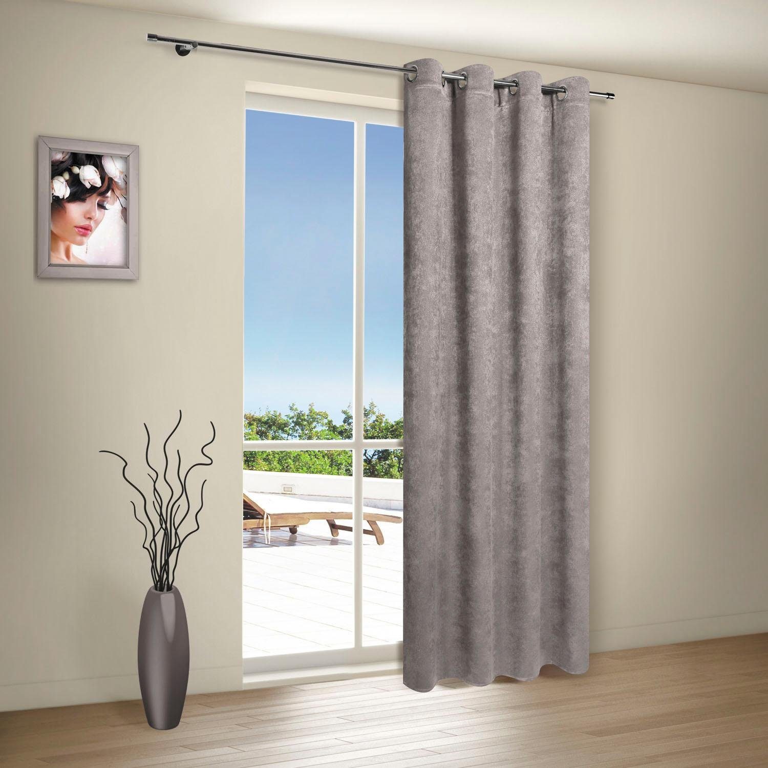 Gerster Gordijn Urban HxB: 235x140, hoogwaardige chenille sjaal met oogjes (1 stuk)