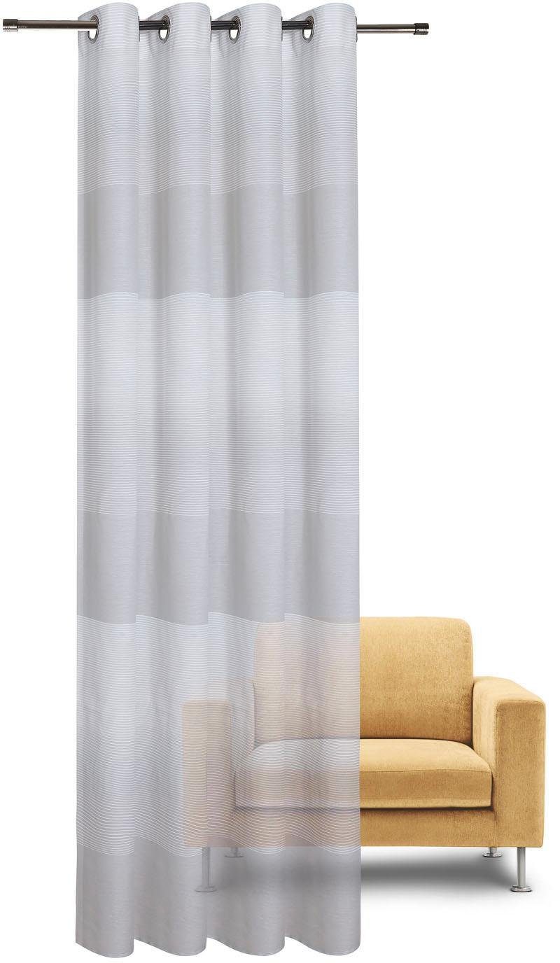 Gerster Gordijn Kelly HxB: 235x140, moderne gestreepte sjaal met oogjes (1 stuk) kant & klaar gordijnen maat H/B: 235/140 cm grijs